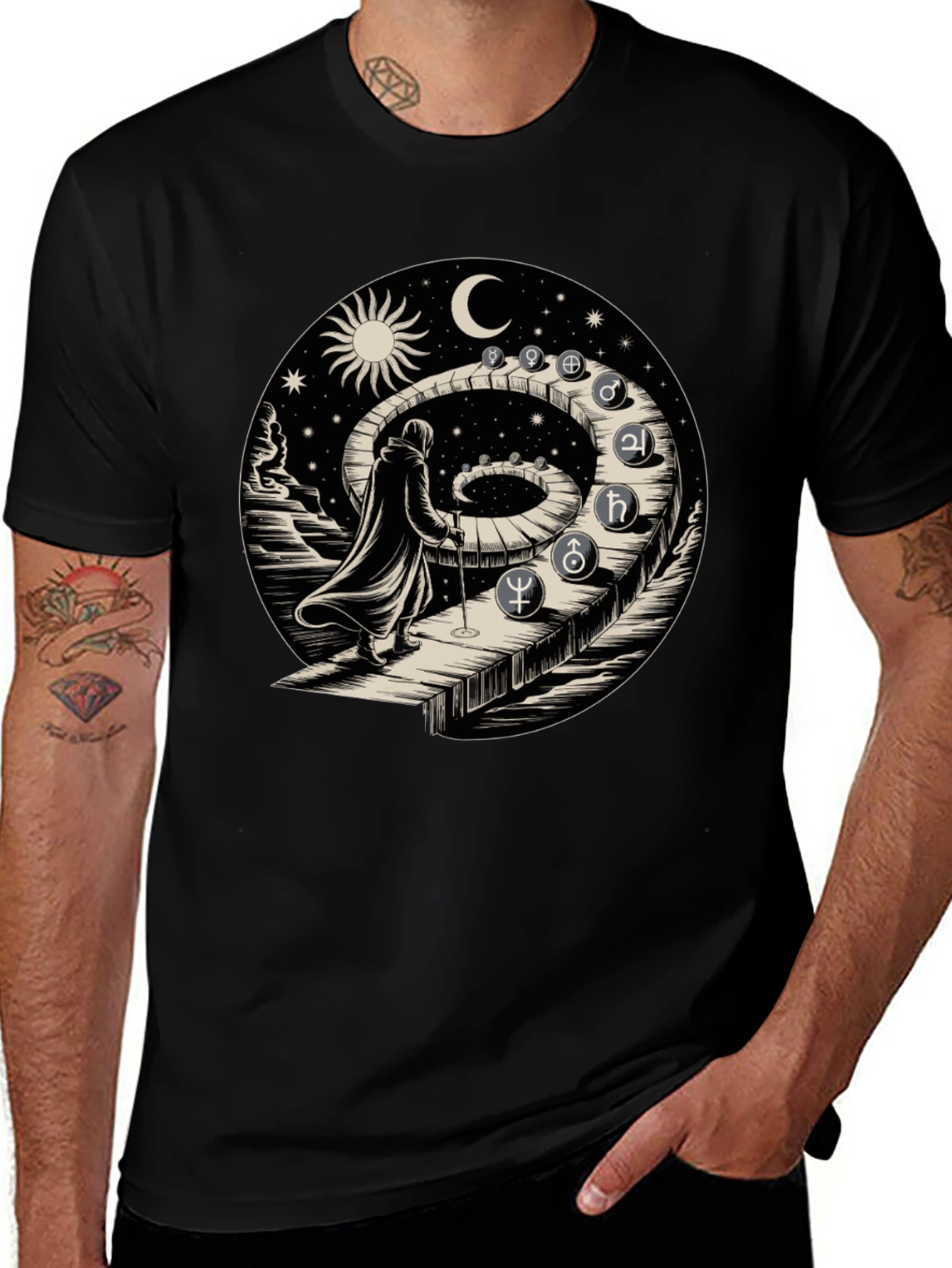 Variant 28 of Astrological Path T-Shirt - Spiritual Journey Design