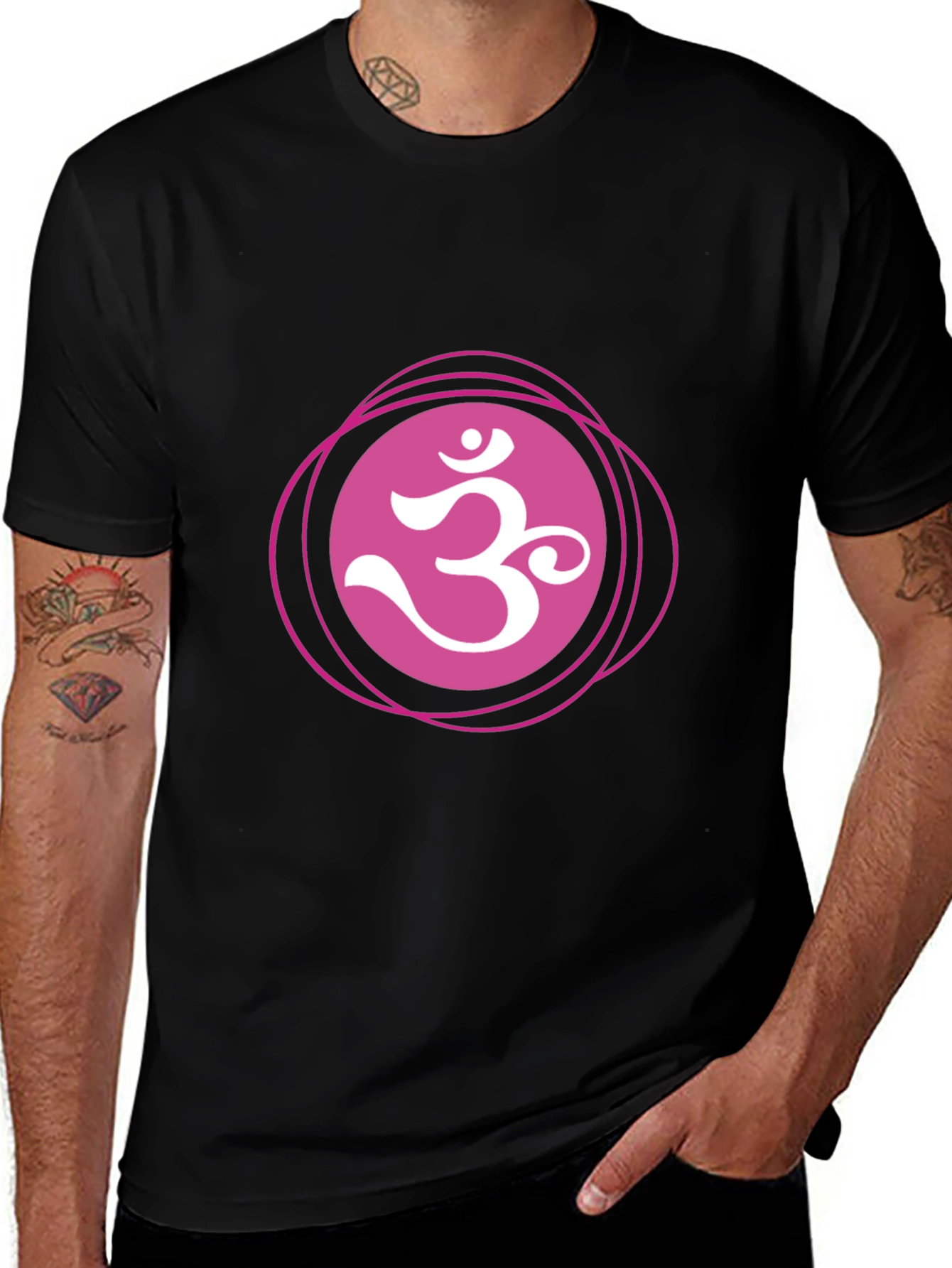 Variant 8 of Om Symbol Graphic Tee - Spiritual Black Cotton T-Shirt