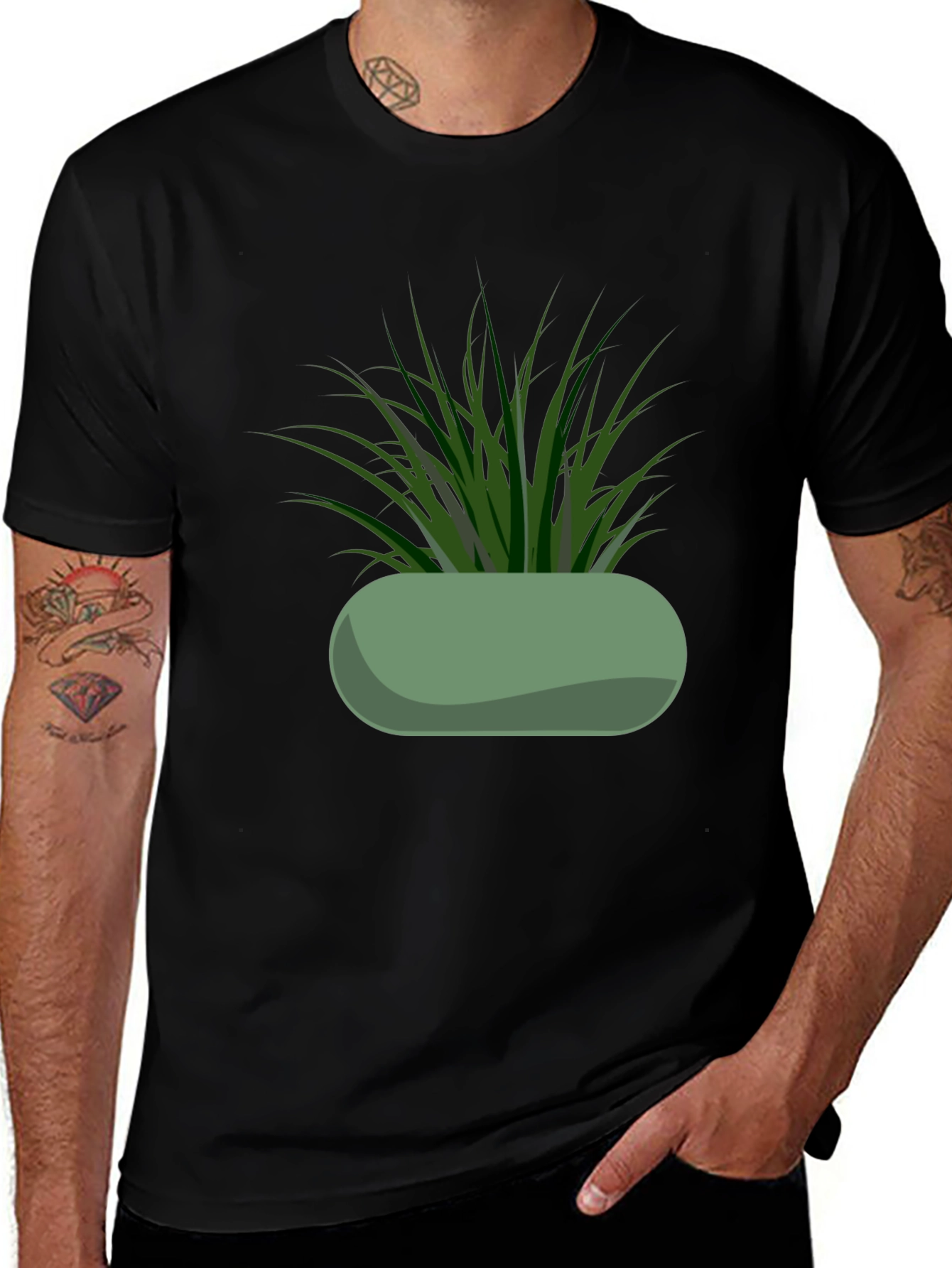 Variant 25 of Modern Potted Plant Graphic Tee - Black