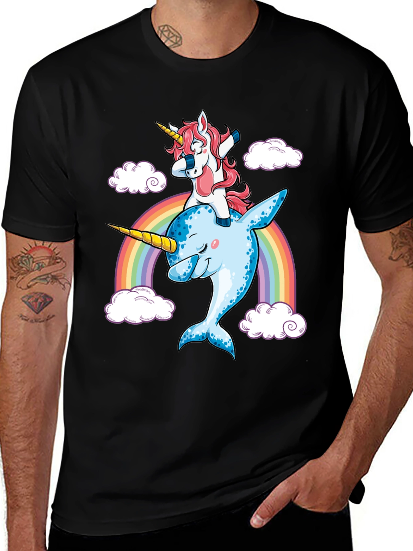Variant 23 of Unicorn Riding Narwhal Rainbow T-Shirt