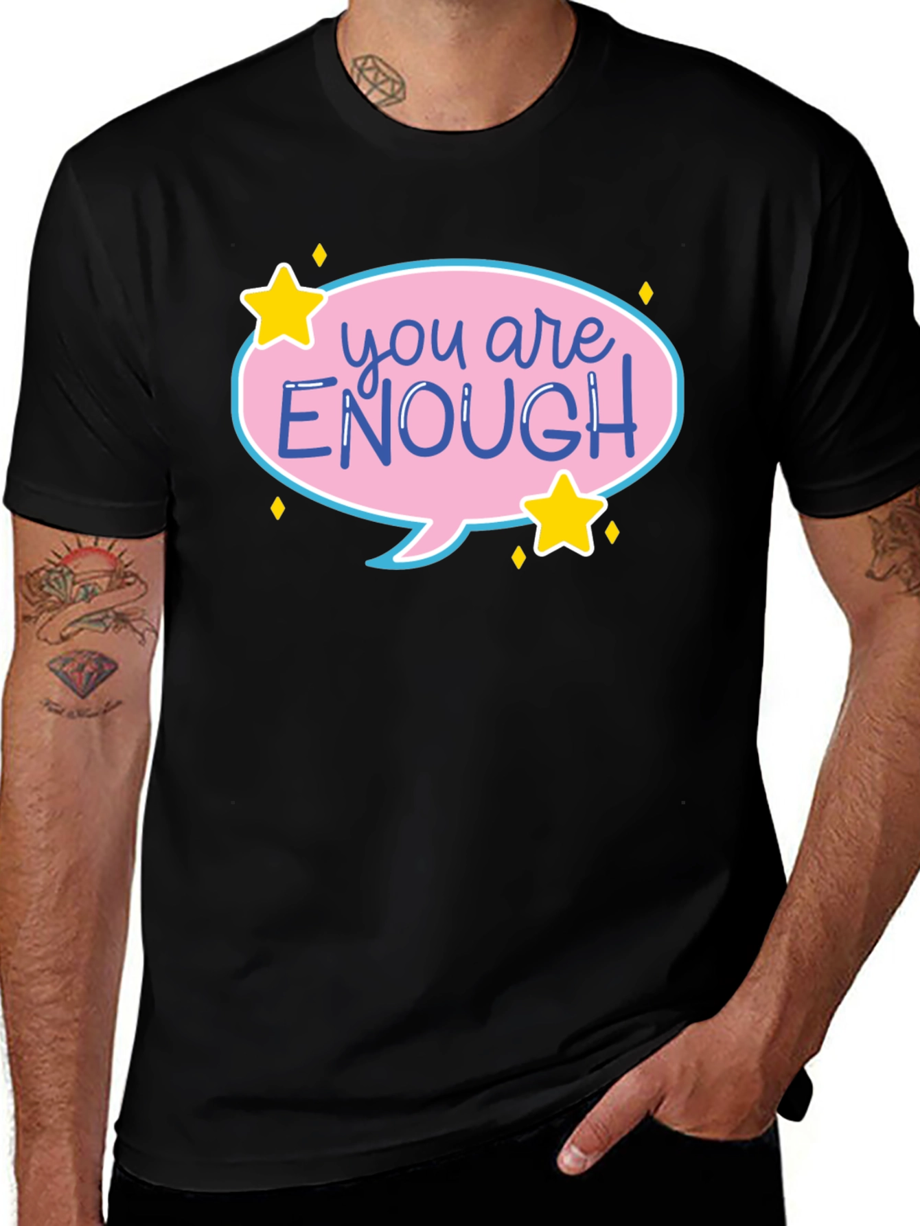 Variant 8 of You Are Enough Graphic Tee - Black T-Shirt