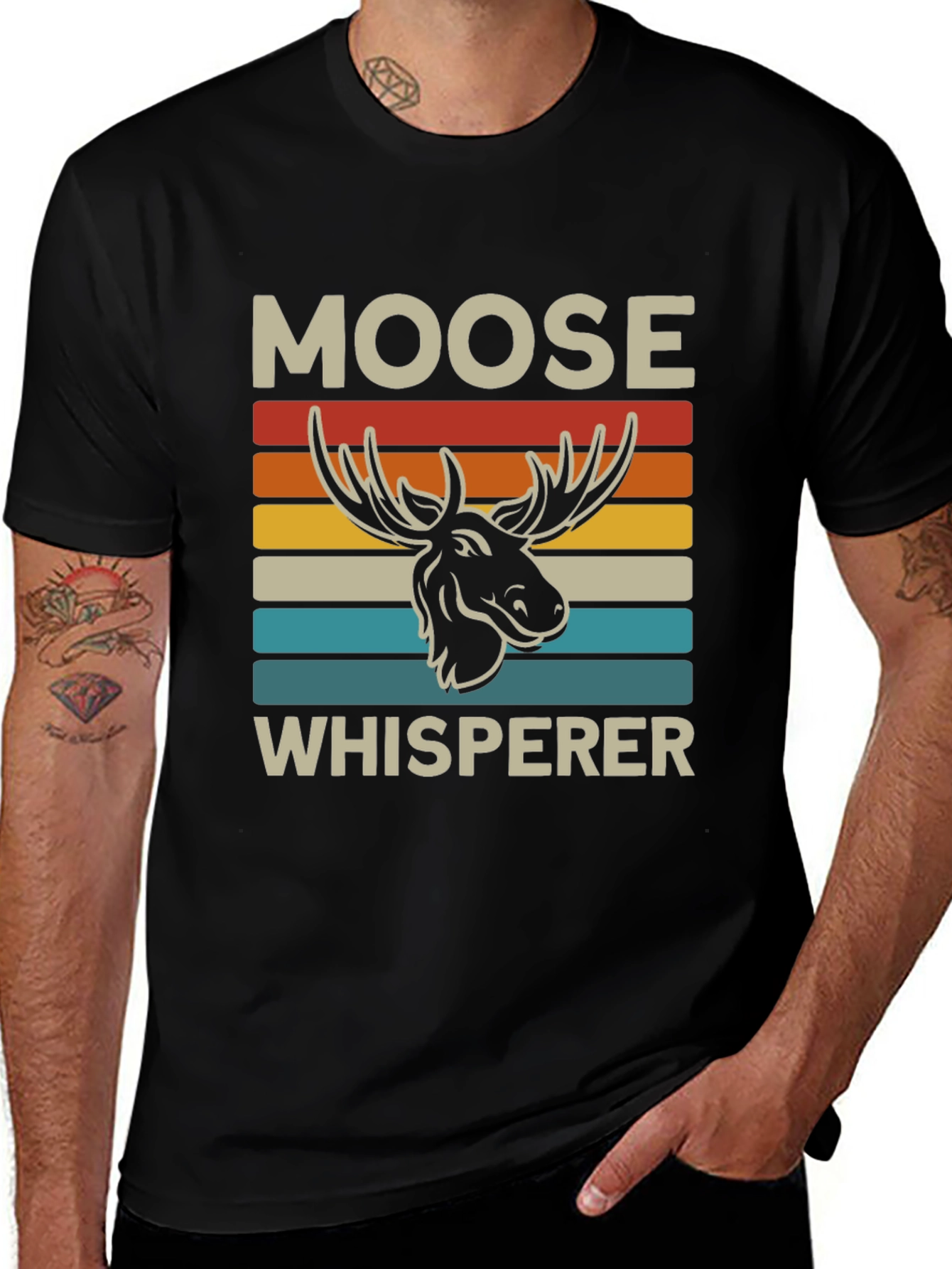 Variant 13 of Moose Whisperer Graphic Tee - Vintage Style