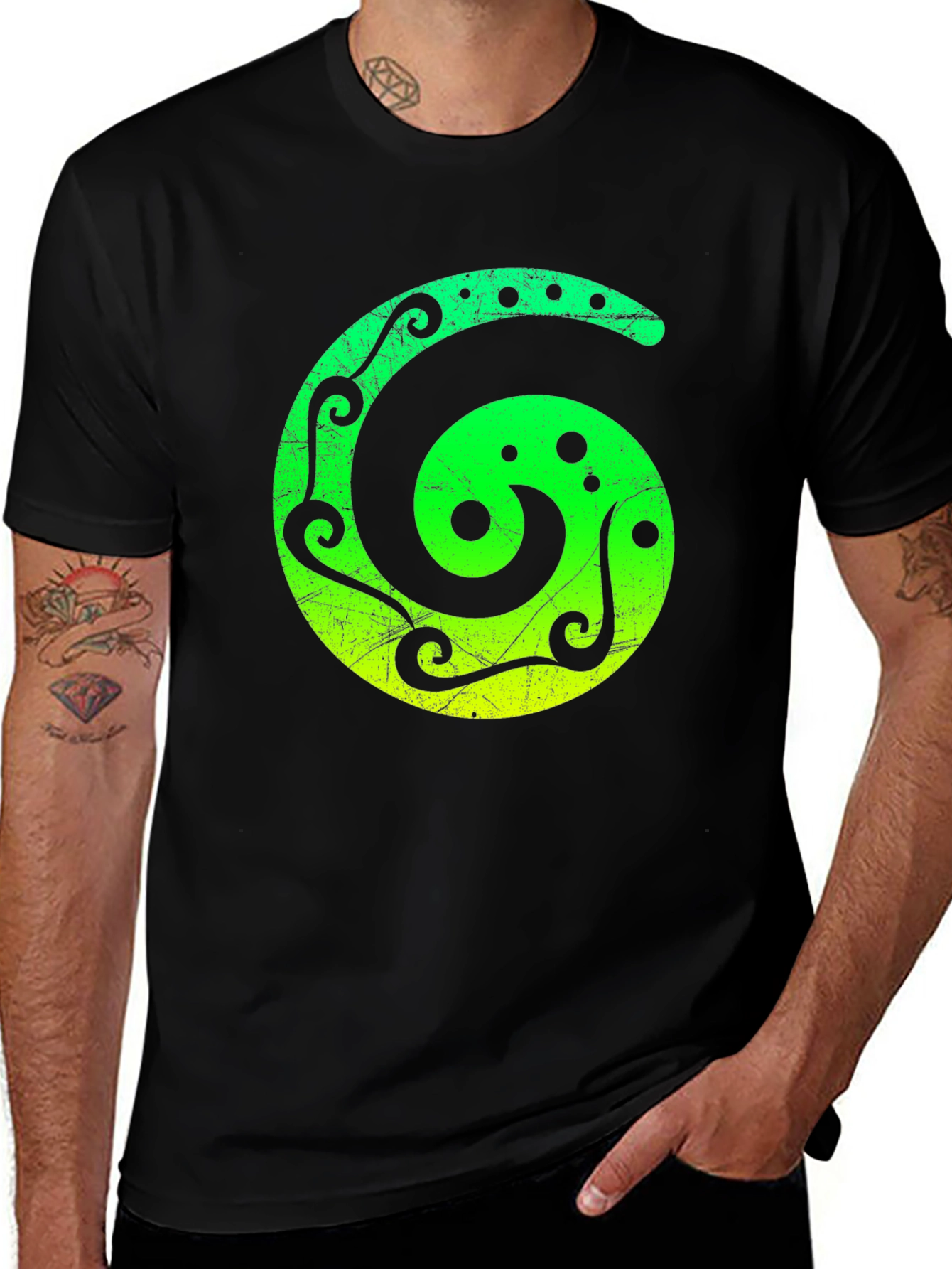 Variant 17 of Abstract Swirl Graphic Tee - Black