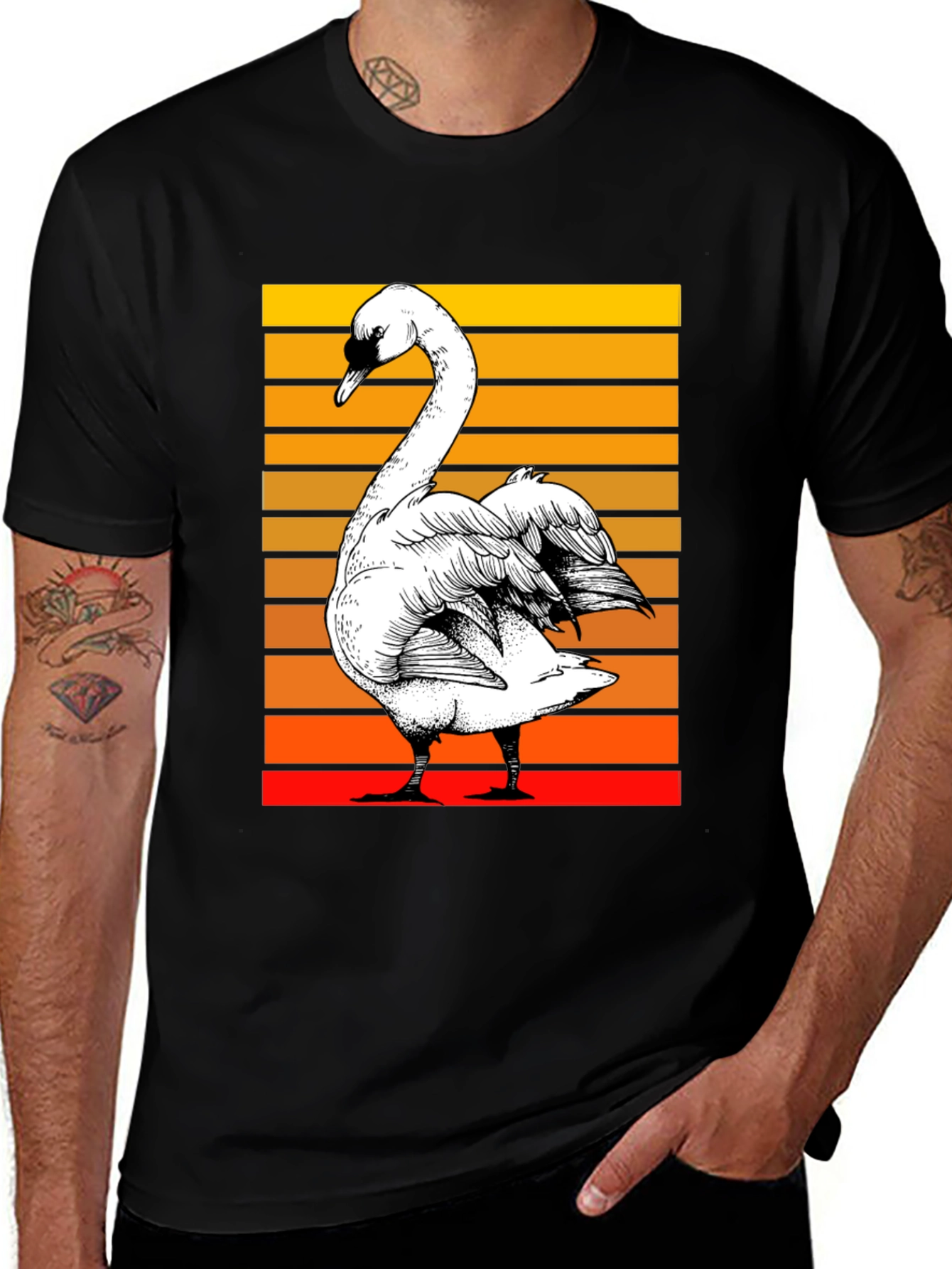 Variant 7 of Swan Graphic Tee - Retro Style