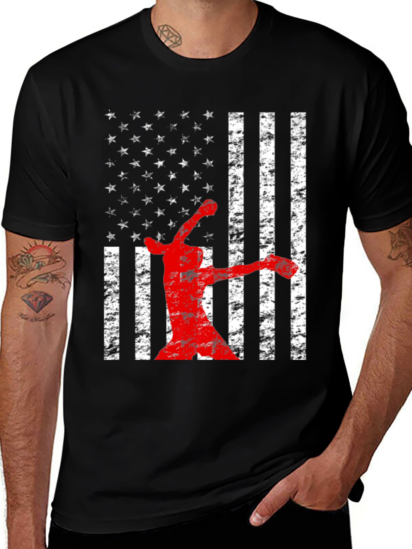 Variant 8 of American Flag Baseball Player T-Shirt