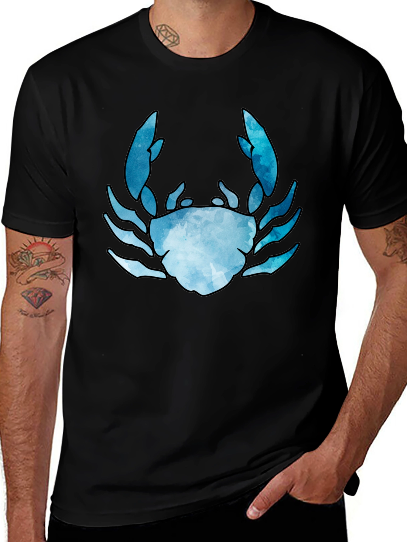 Variant 25 of Blue Watercolor Crab Graphic Tee