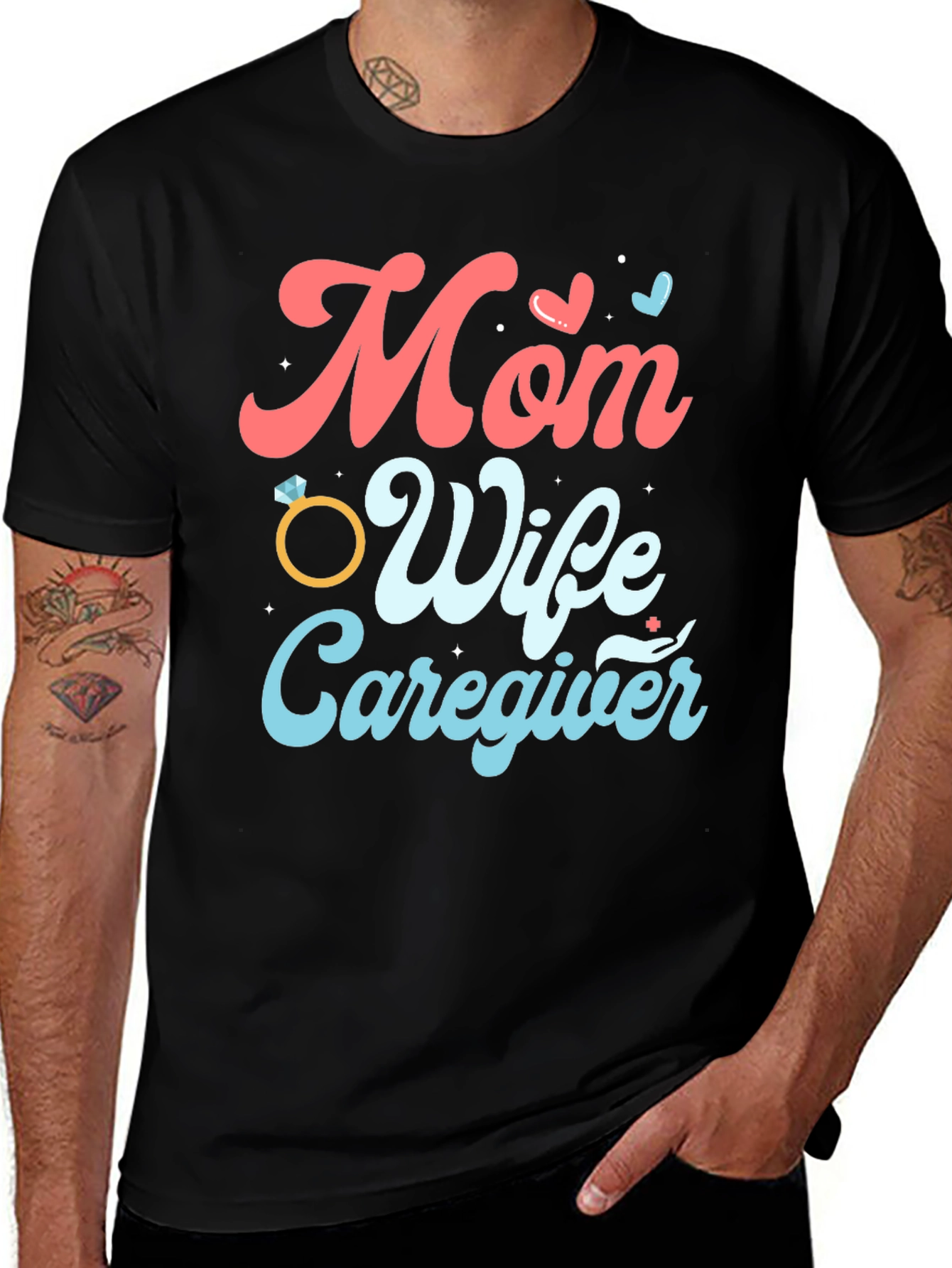 Black Mom Wife Caregiver Graphic Tee main image