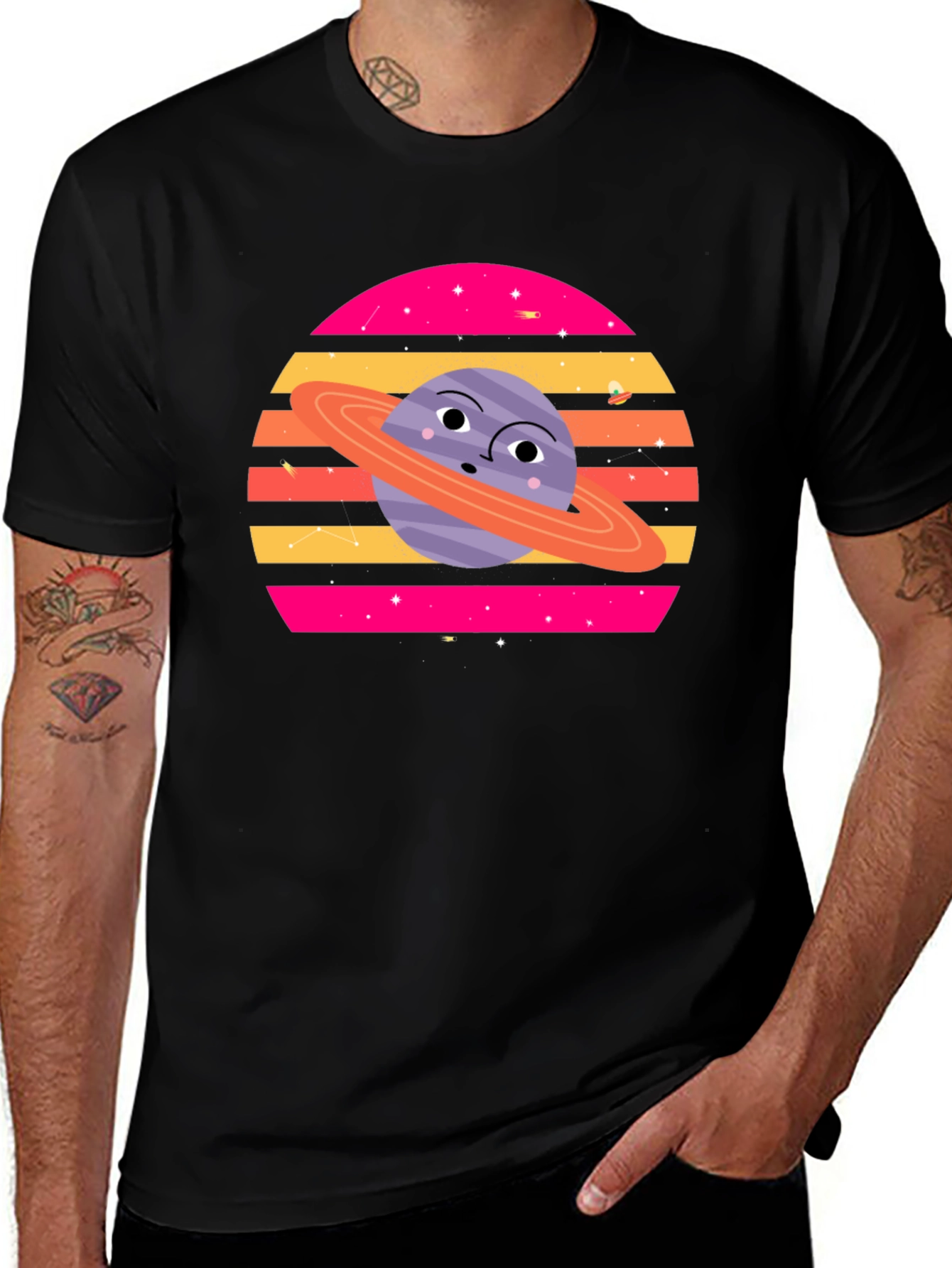 Variant 18 of Cartoon Planet Graphic Tee - Retro Space Style