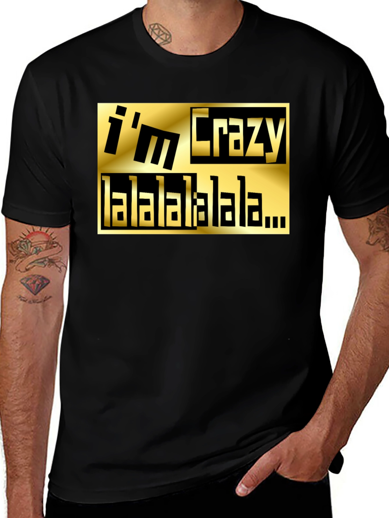 Variant 20 of I'm Crazy Graphic T-Shirt - Black Tee