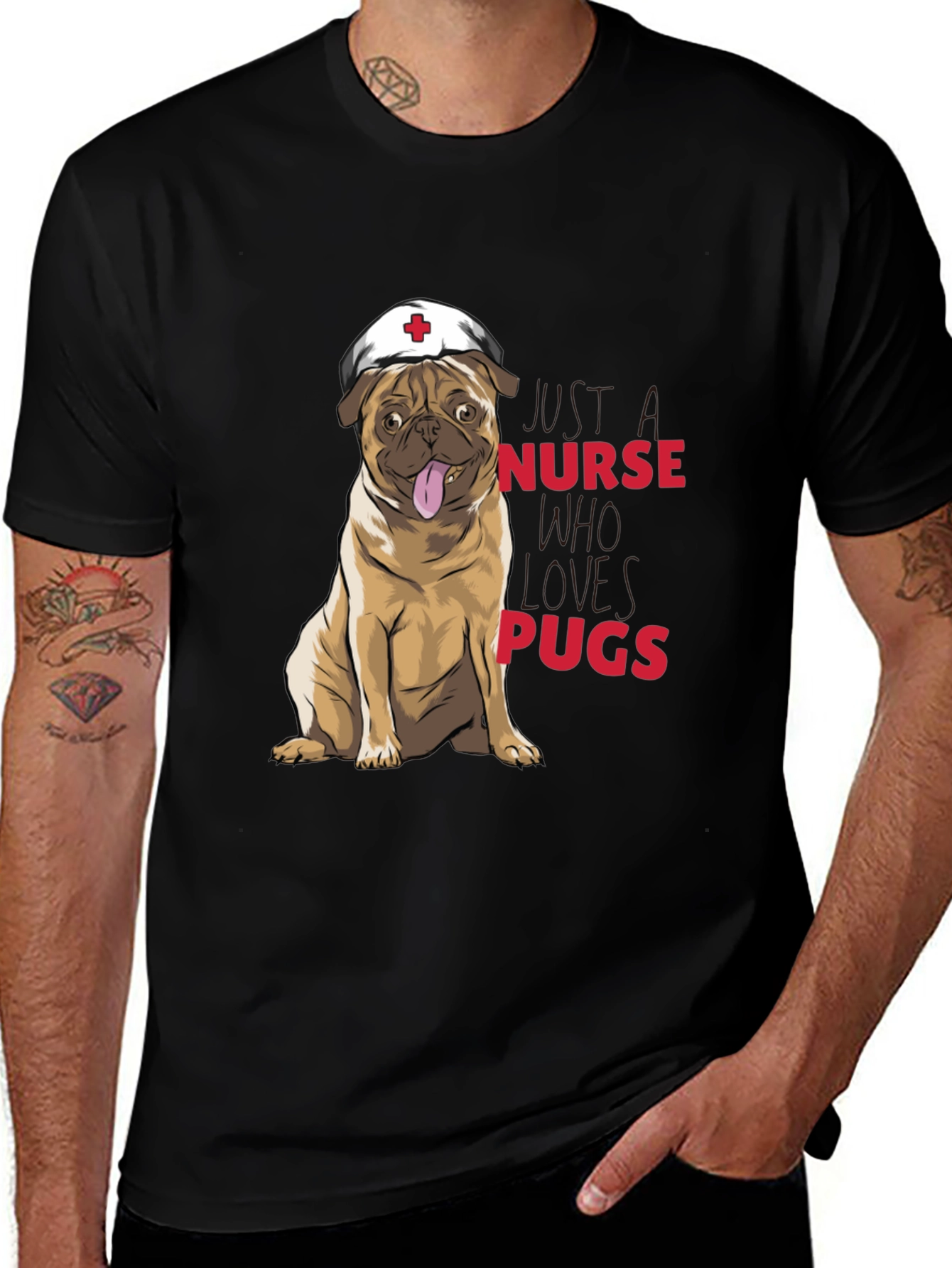 Variant 11 of Nurse Pugs Graphic T-Shirt - Cute Dog Lover Tee