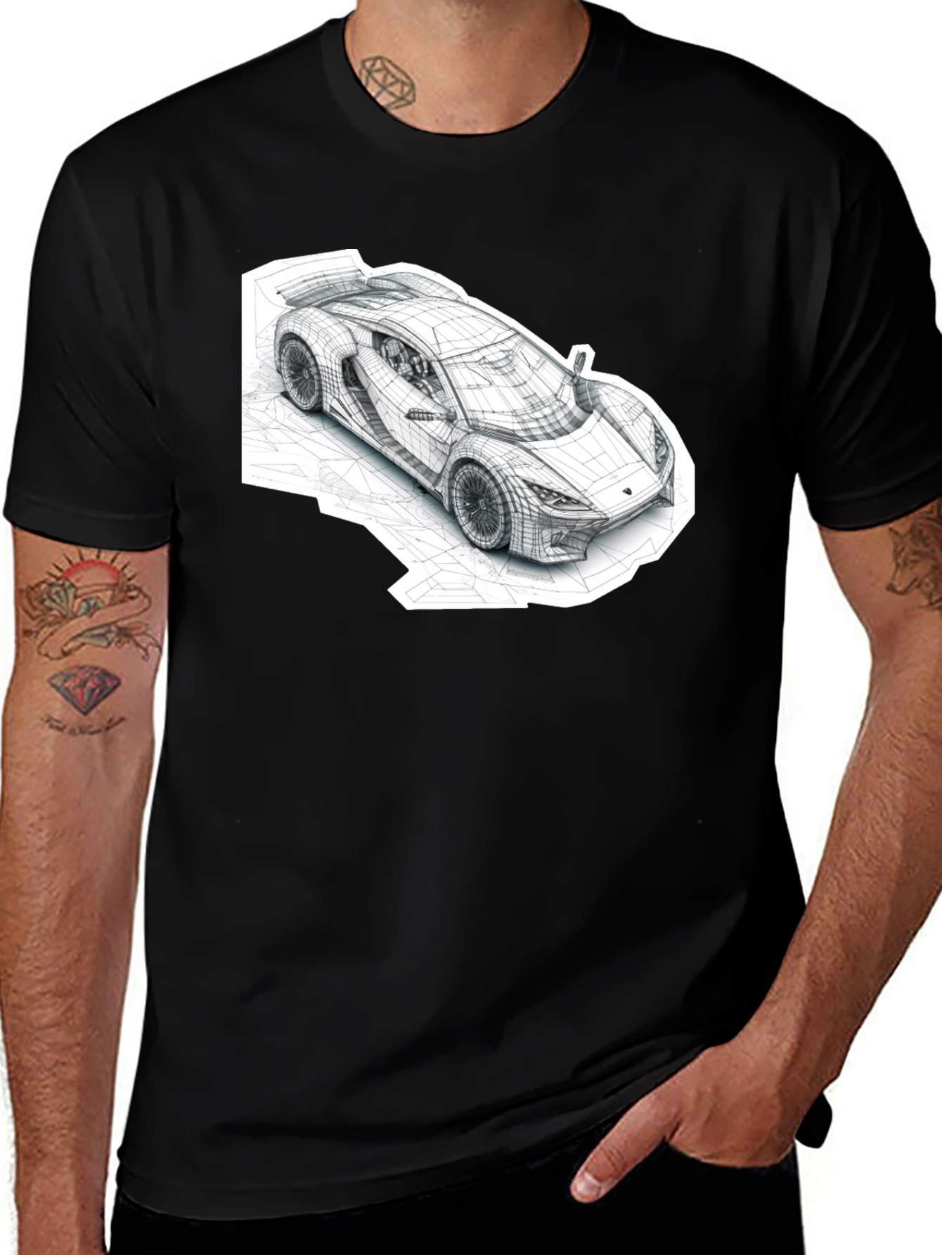 Variant 4 of Abstract Car Design Black T-Shirt