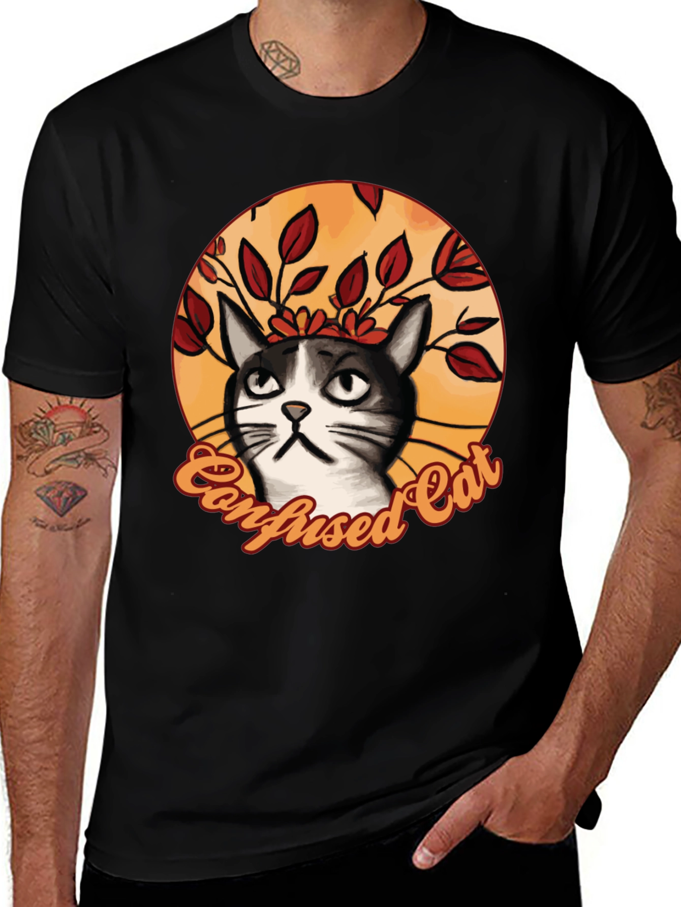 Variant 21 of Confused Cat Graphic T-Shirt - Funny Cat Lover Tee