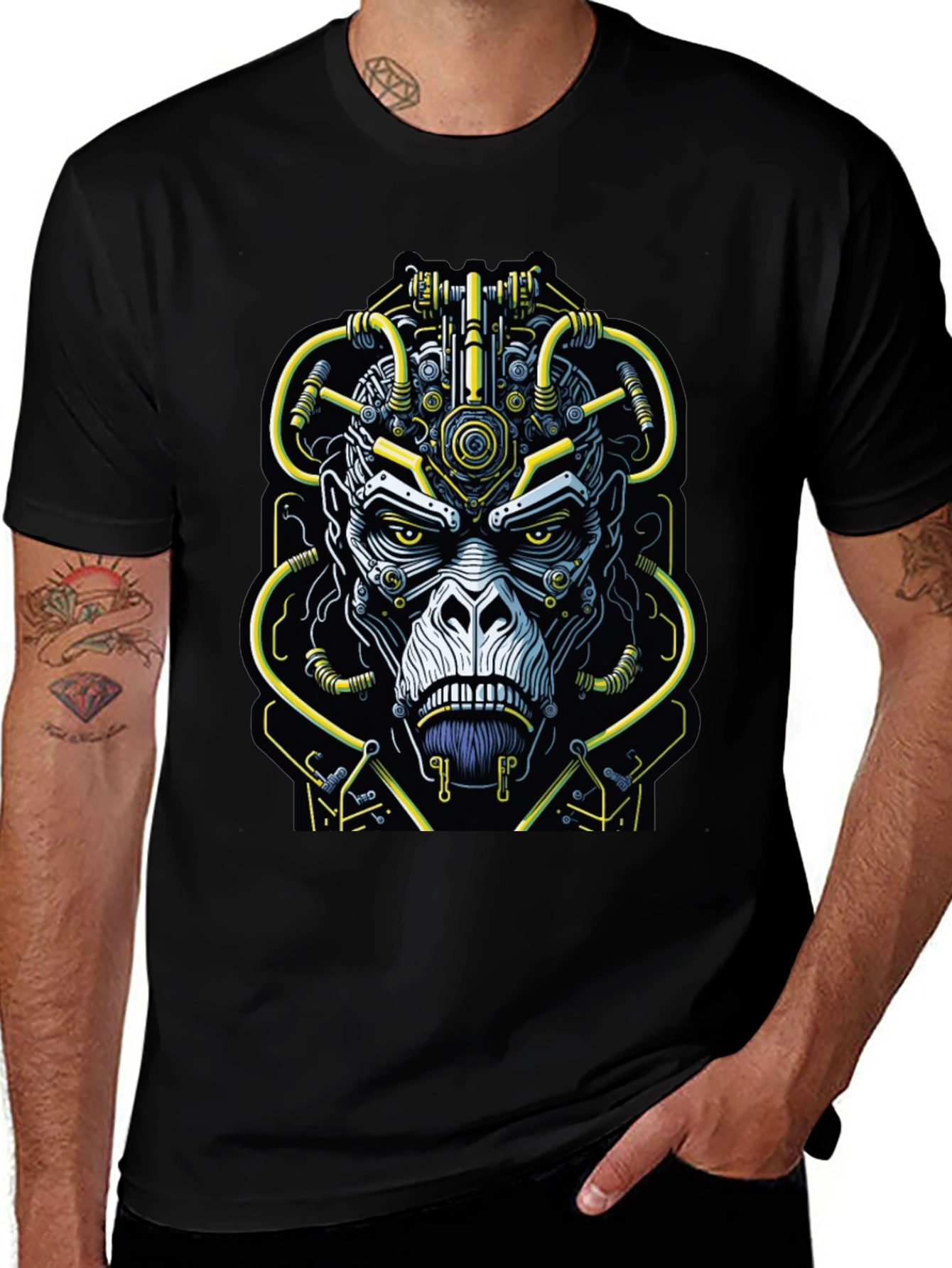 Variant 19 of Cyber Ape Graphic Tee - Edgy Streetwear