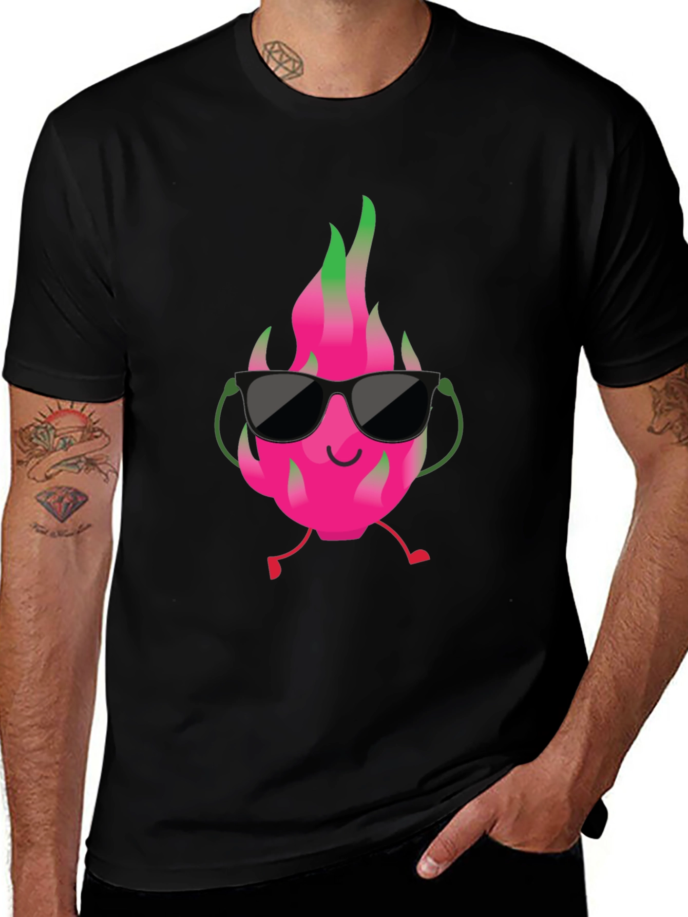Variant 18 of Cool Dragon Fruit Graphic Tee - Black T-Shirt