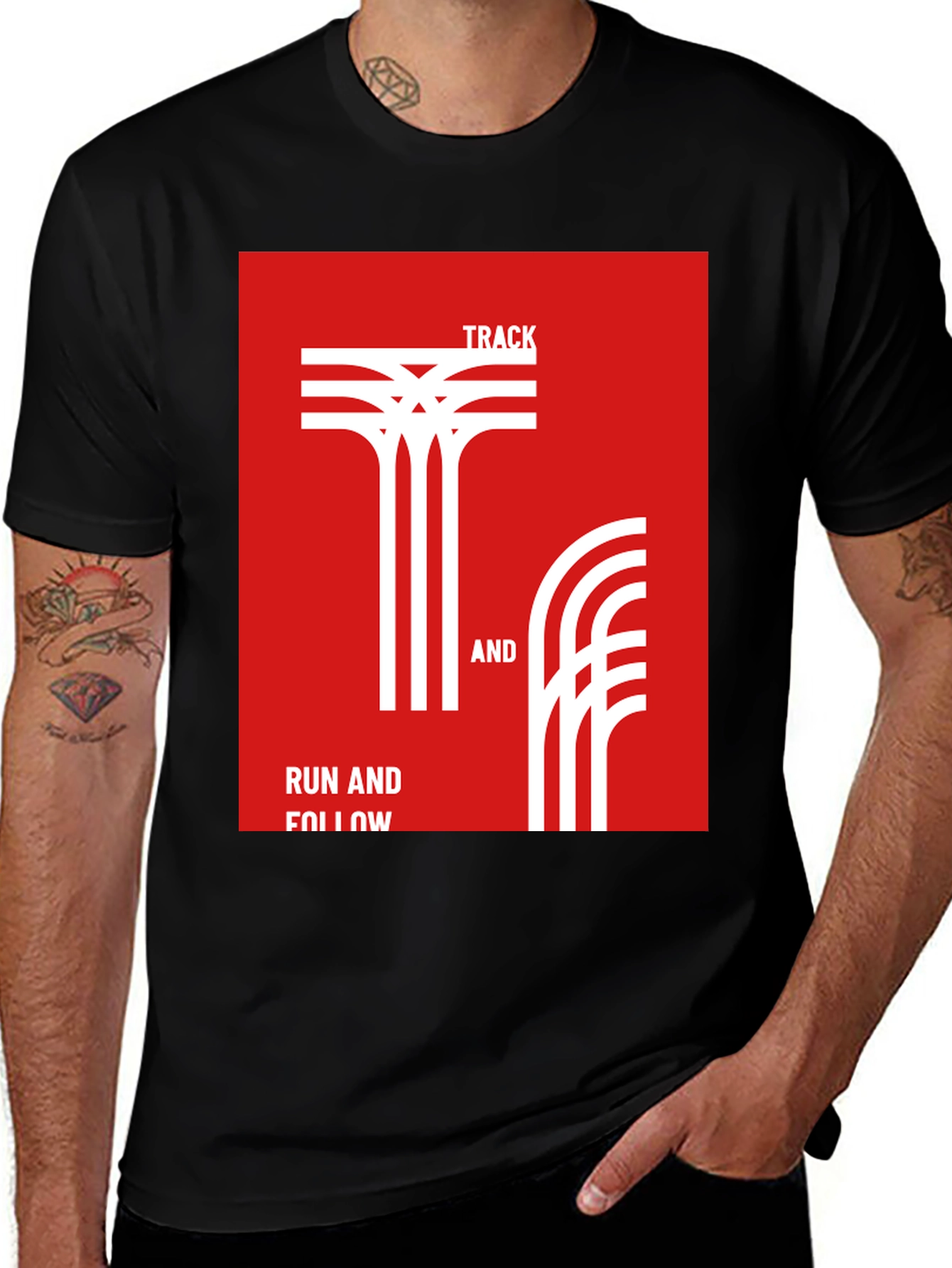 Variant 10 of Track & Field Graphic T-Shirt - Run and Follow Tee
