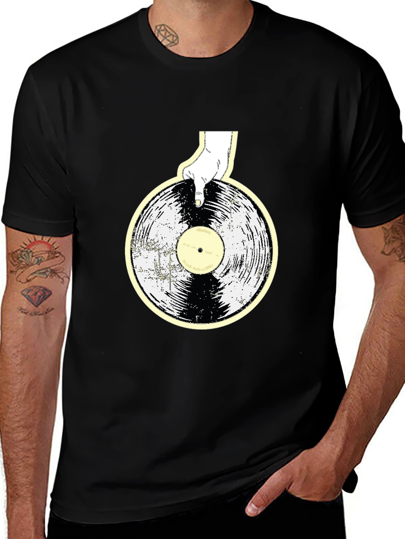 Variant 29 of Retro Vinyl Record Graphic Tee - Classic Black T-Shirt