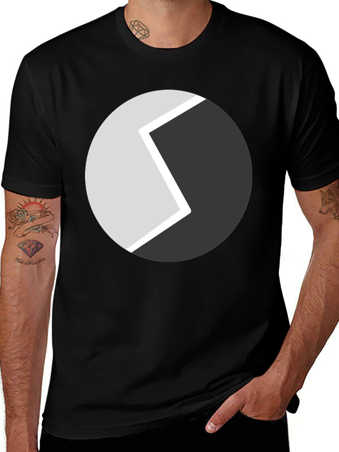 Abstract Circle Graphic Tee - Modern Black T-Shirt