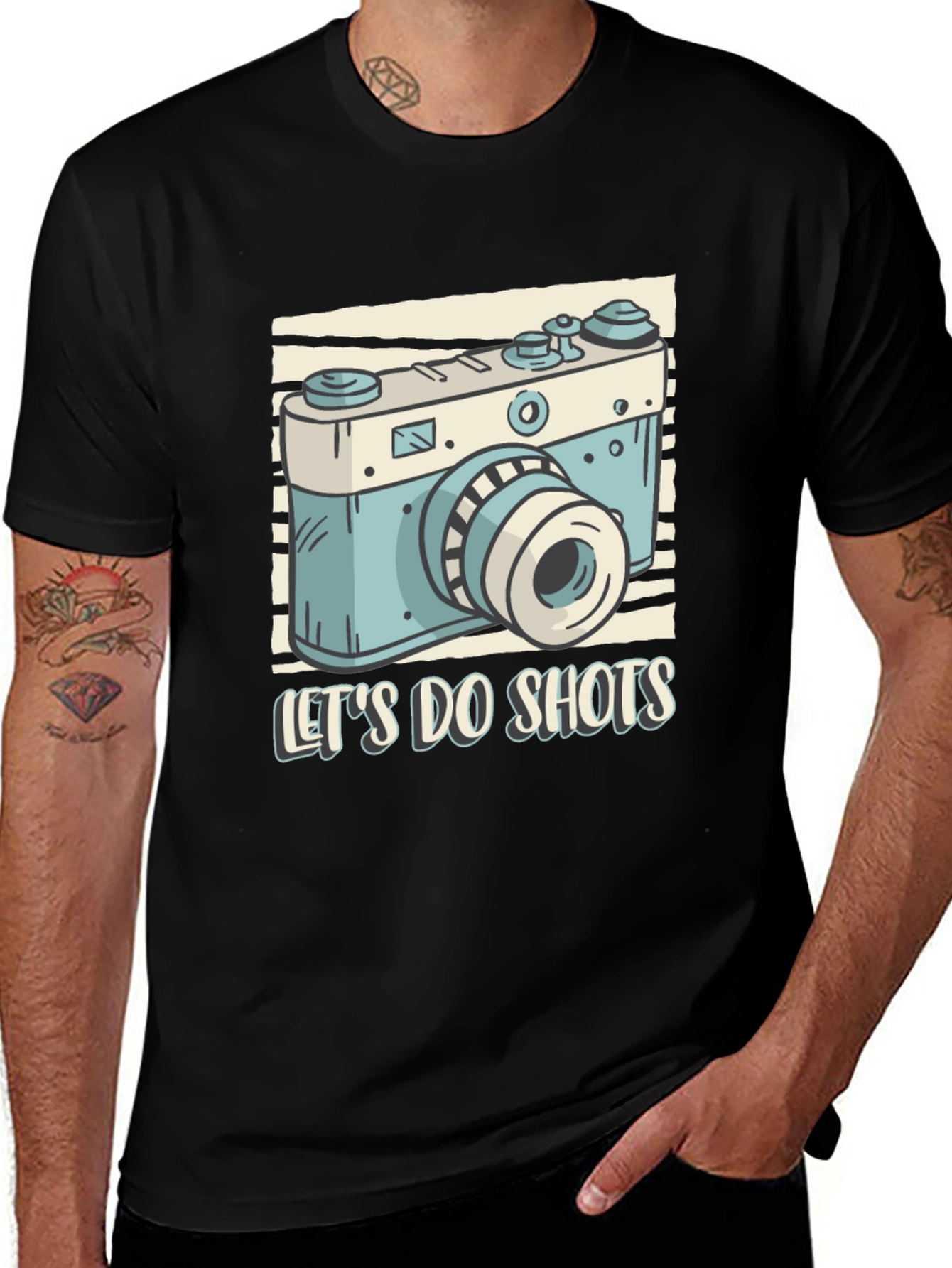 Variant 12 of Let's Do Shots Camera Graphic T-Shirt