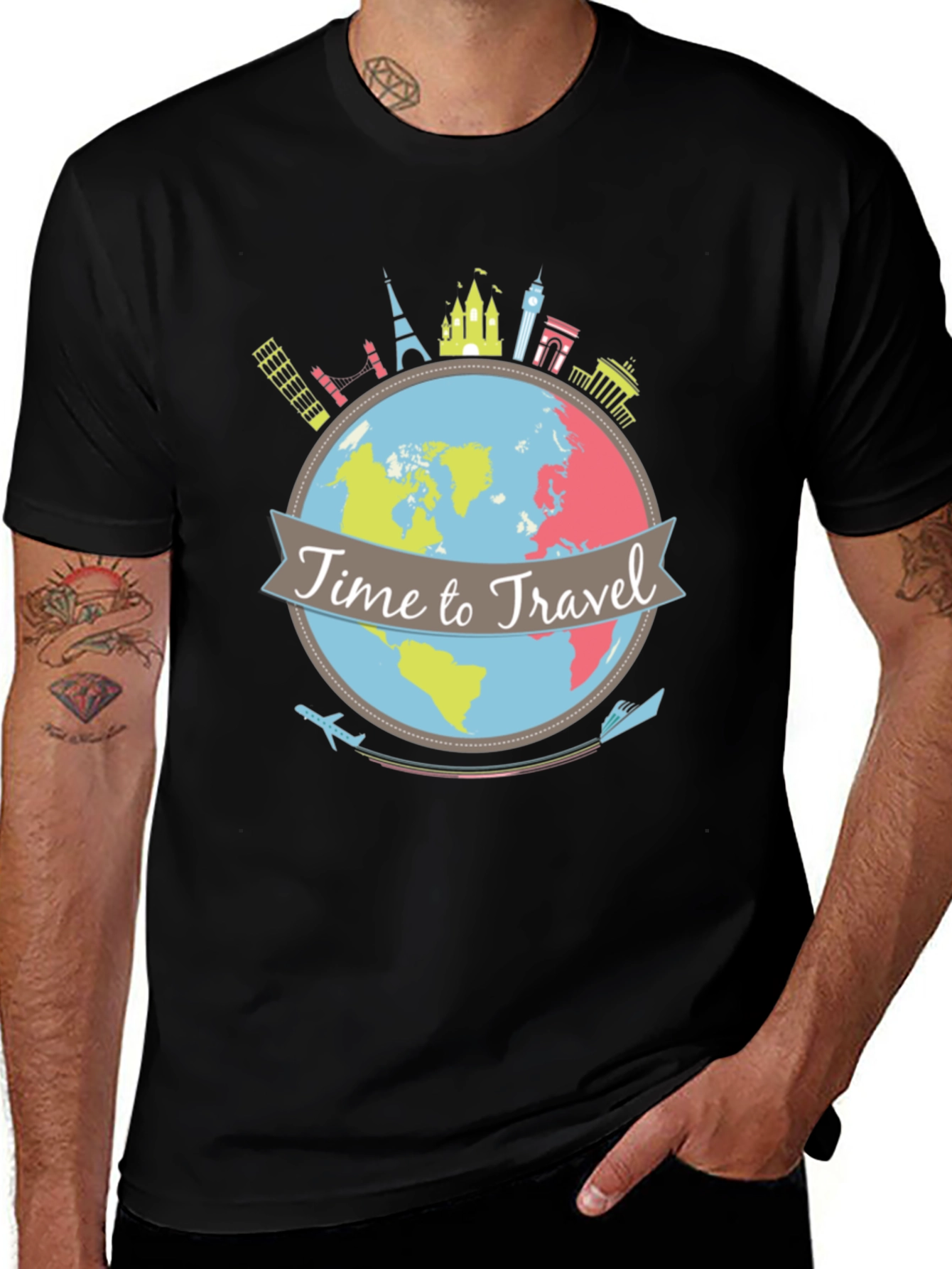 Variant 27 of Time to Travel Graphic Tee - Black