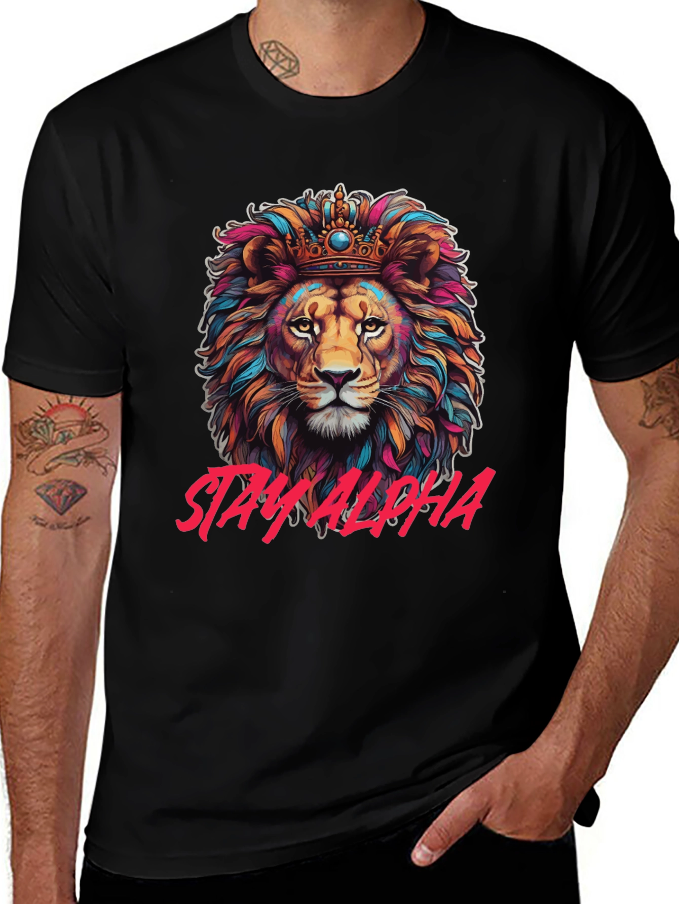 Variant 30 of Stay Alpha Lion Crown Graphic Tee