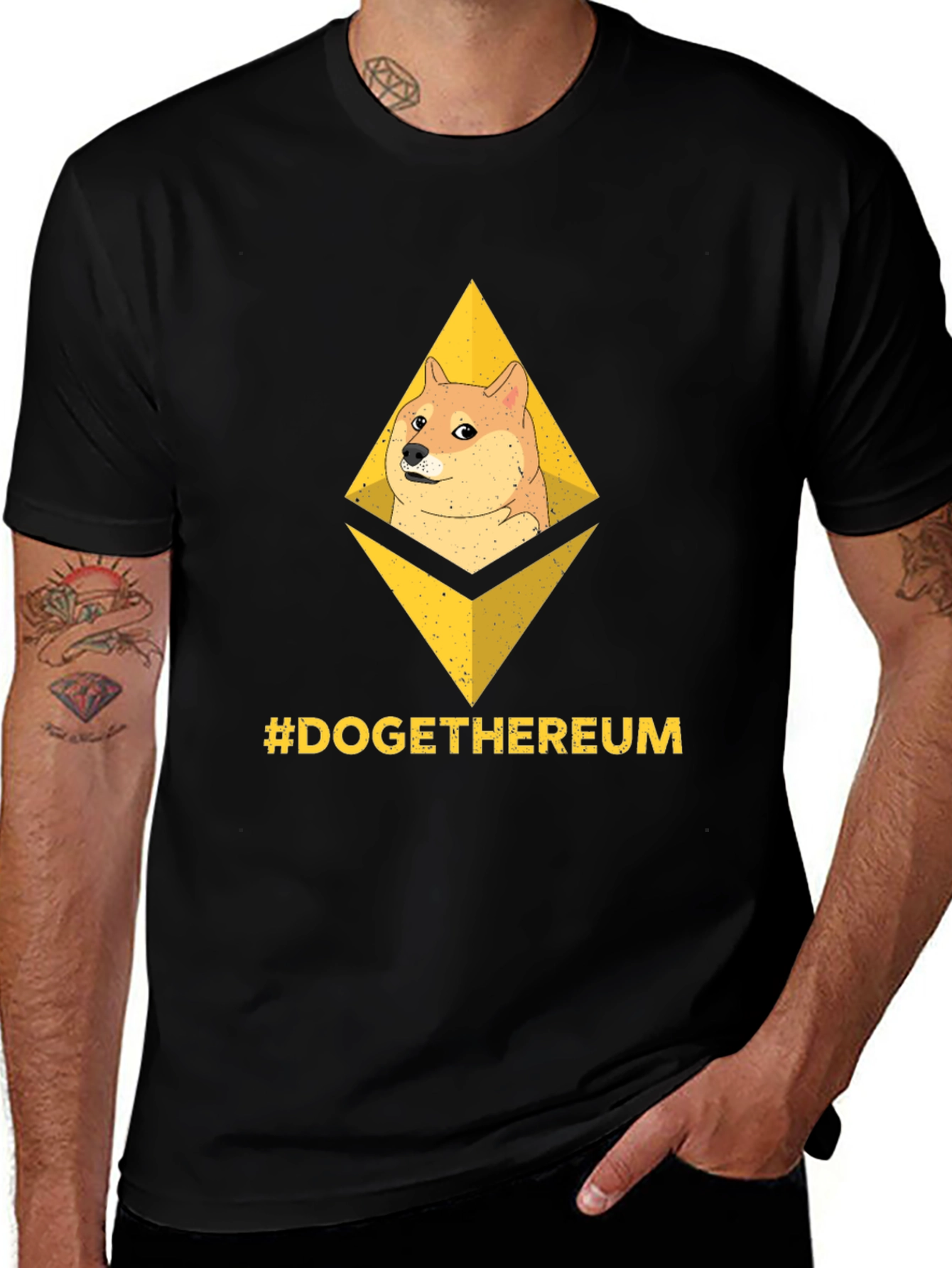 Variant 3 of Dogethereum Black T-Shirt Crypto Meme