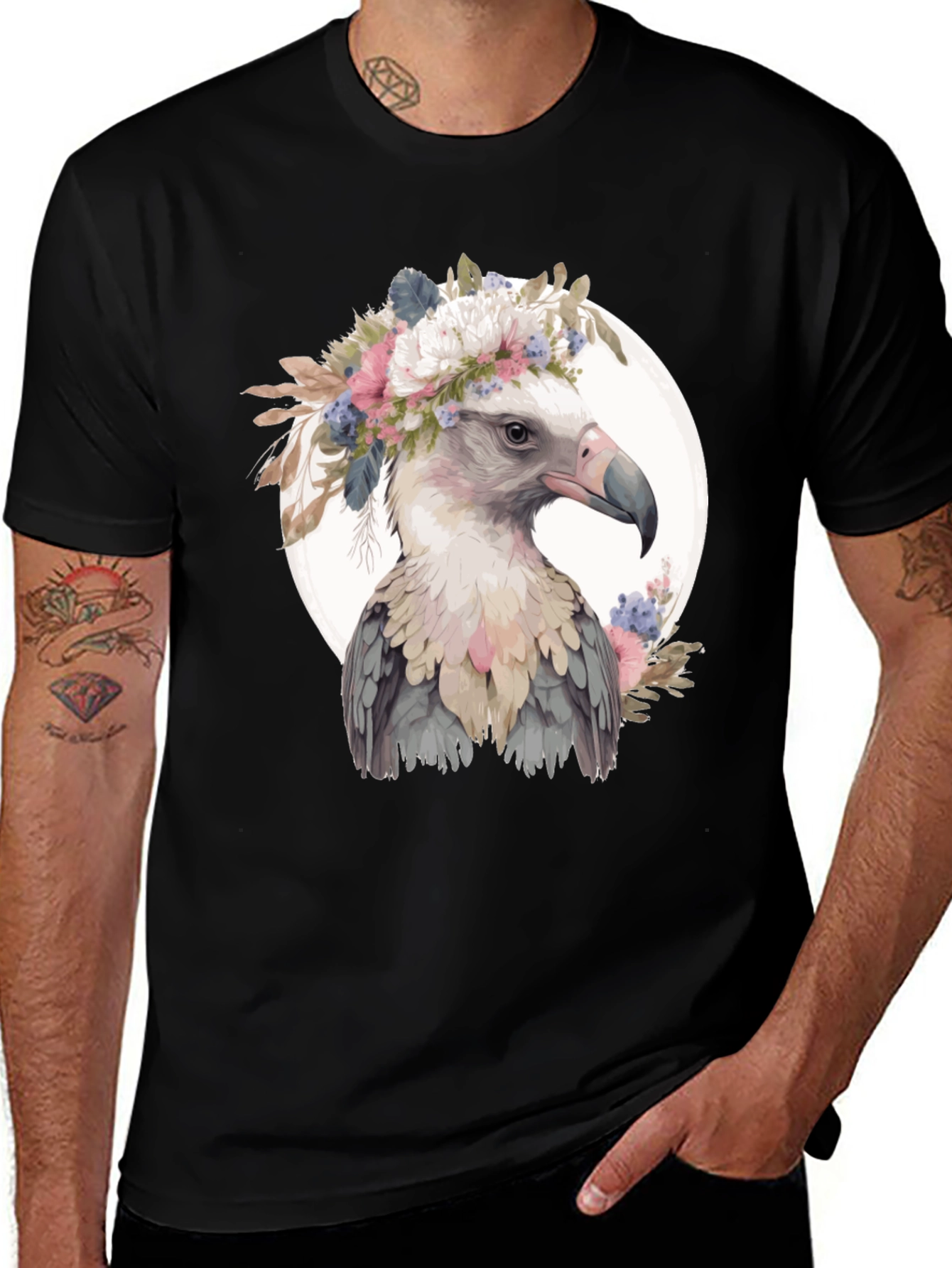 Variant 7 of Floral Crown Shoebill Bird T-Shirt