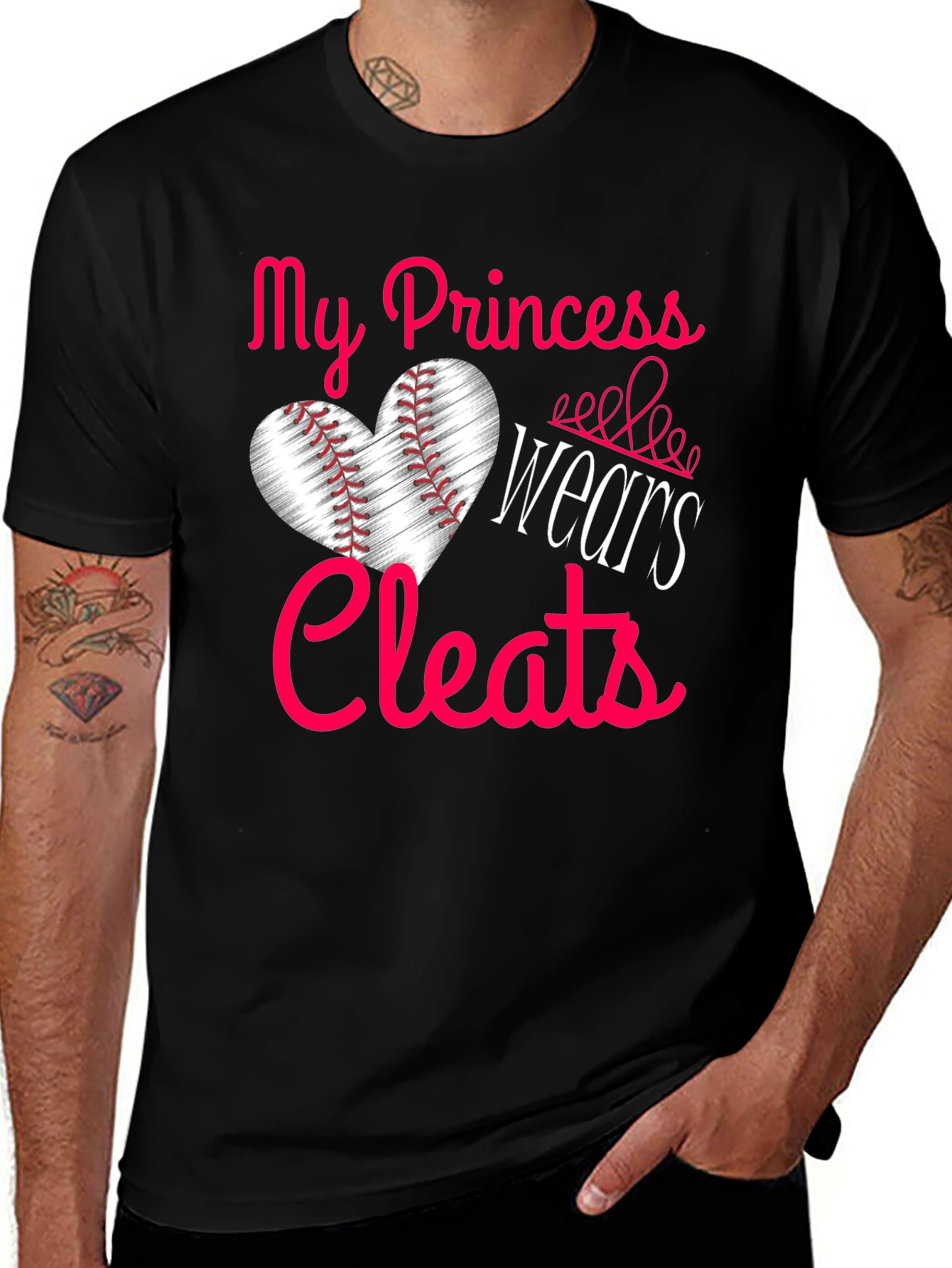 Variant 21 of My Princess Wears Cleats Baseball Heart T-Shirt