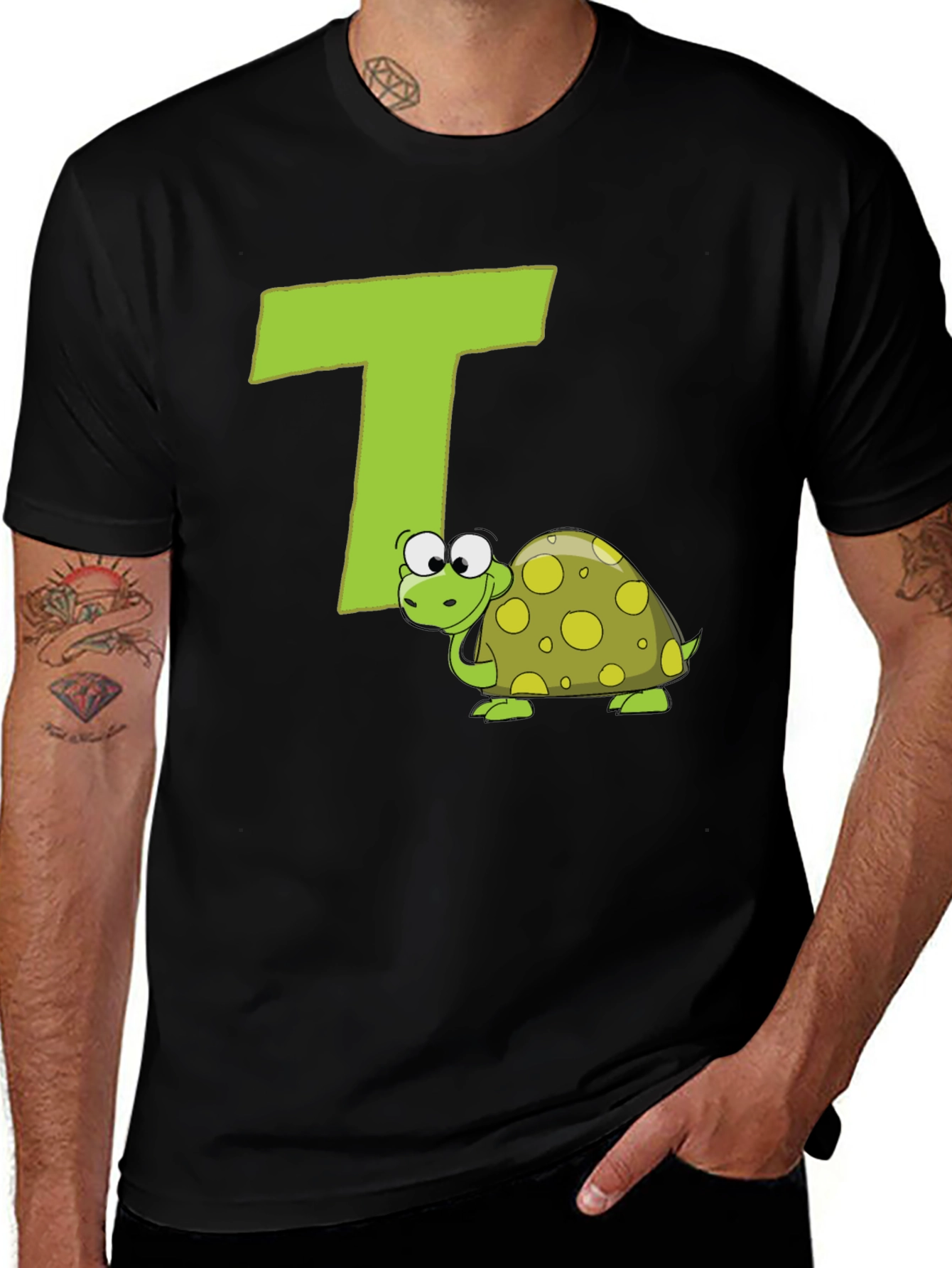 Variant 4 of Turtle-rific T-Shirt: Letter T Design