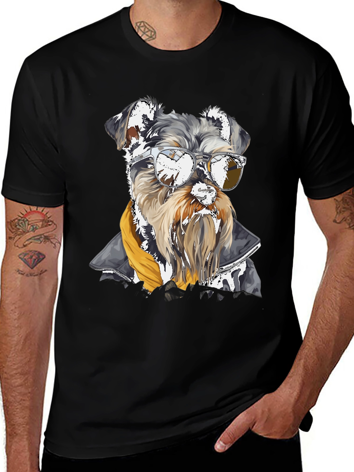 Variant 26 of Cool Dog Graphic Tee - Schnauzer in Sunglasses