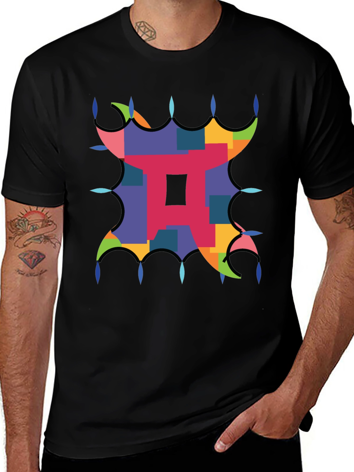 Variant 26 of Abstract Graphic Print Black Casual T-Shirt