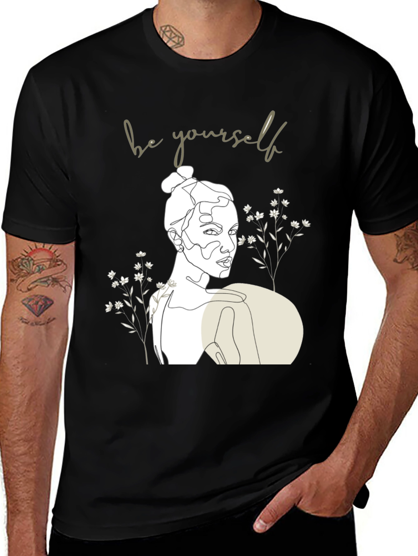 Minimalist Woman Portrait Graphic Tee - Be Yourself