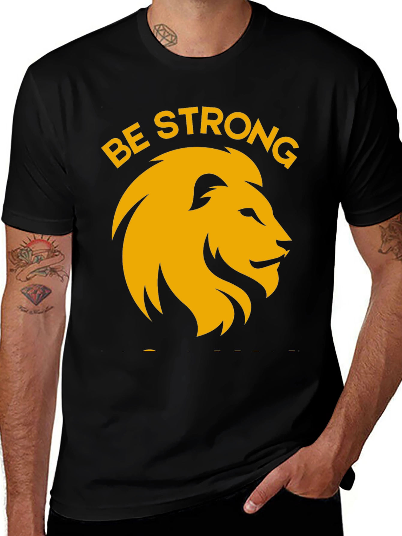 Variant 8 of Lion Strong Graphic Tee - Black Cotton T-Shirt