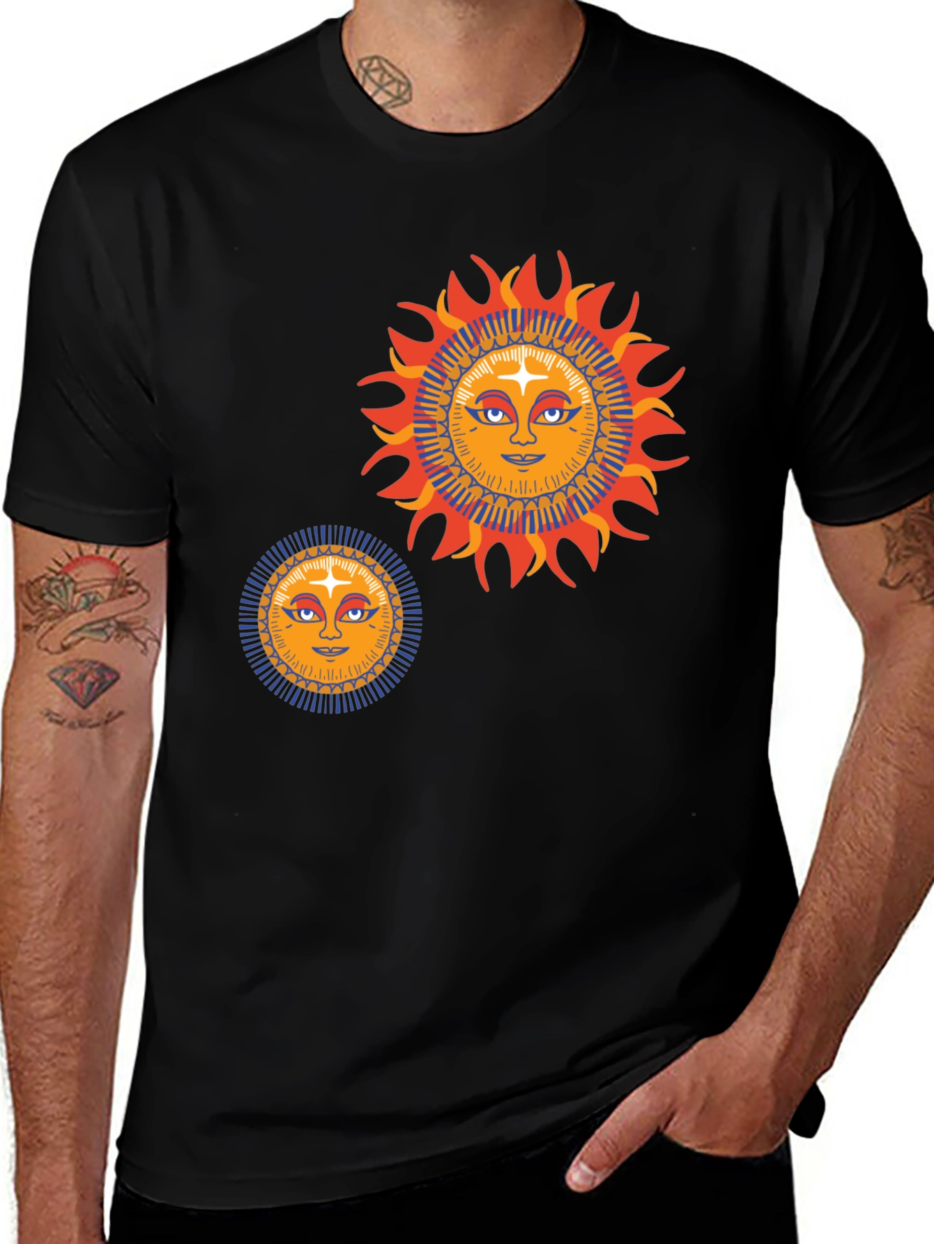 Variant 18 of Sun Graphic Tee - Retro Style Black T-Shirt