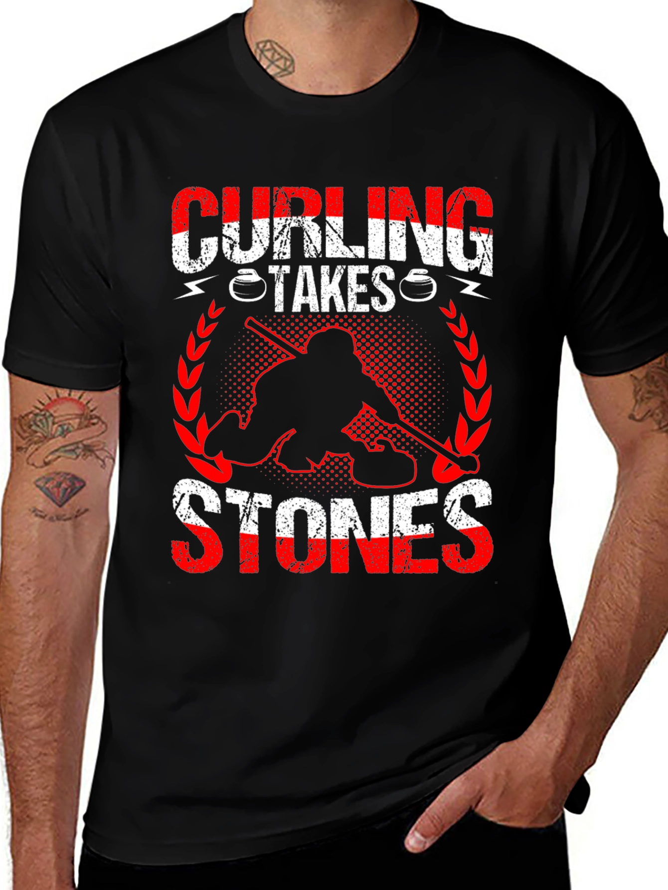 Variant 24 of Curling Takes Stones Graphic Tee