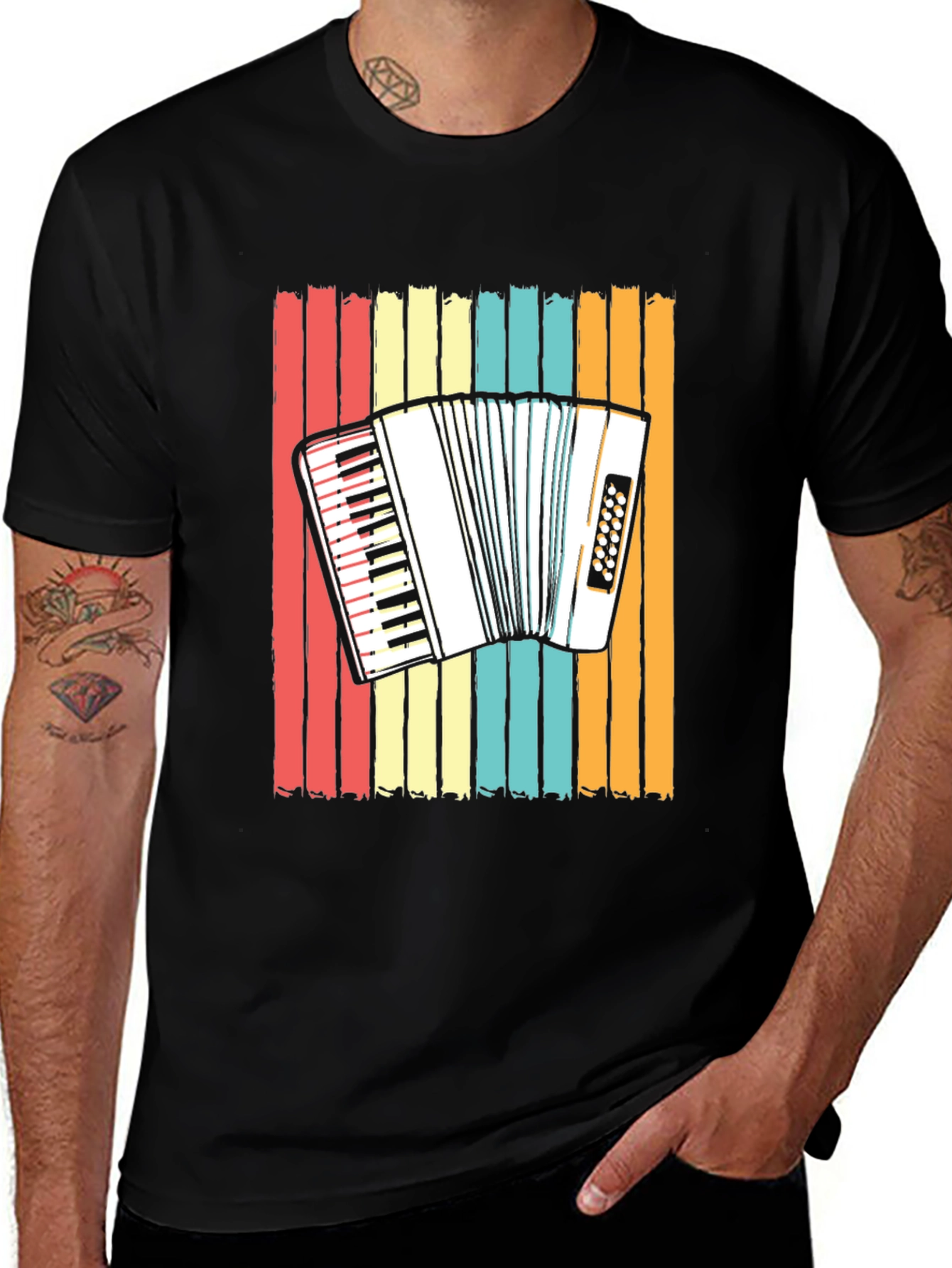 Variant 2 of Accordion Retro Stripe T-Shirt - Music Lover Tee