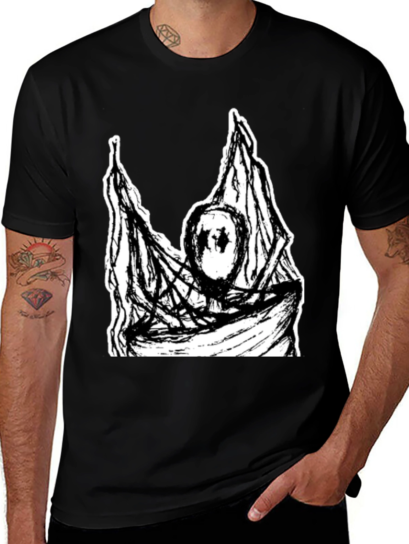 Variant 14 of Black T-Shirt with Abstract Graphic Print