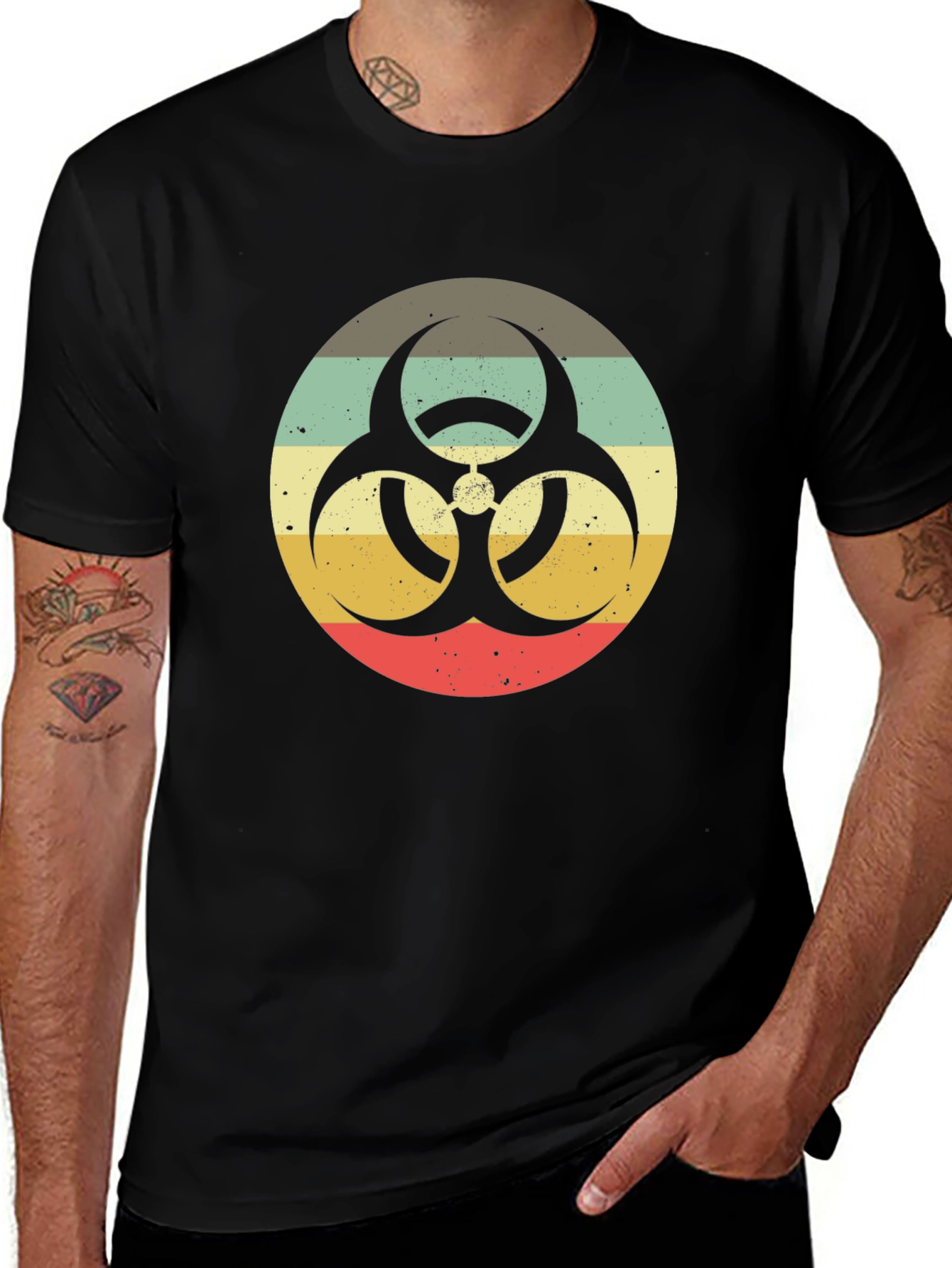 Variant 23 of Vintage Biohazard Symbol Graphic Tee - Retro Style