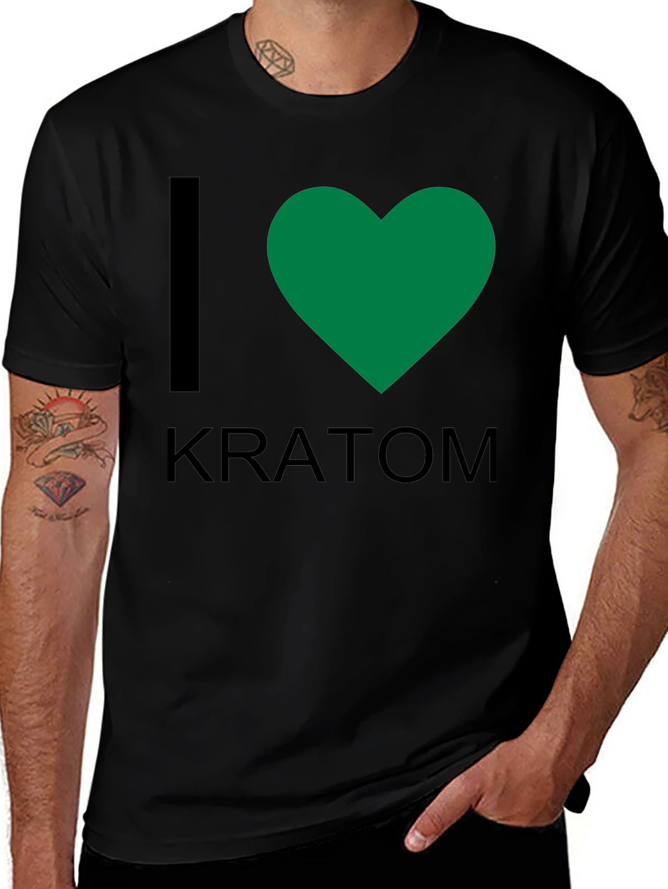 Variant 5 of I Heart Kratom T-Shirt - Black, Crew Neck