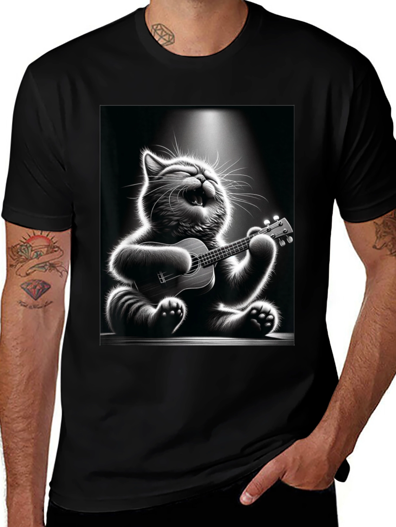 Variant 27 of Cat Playing Ukulele Graphic T-Shirt