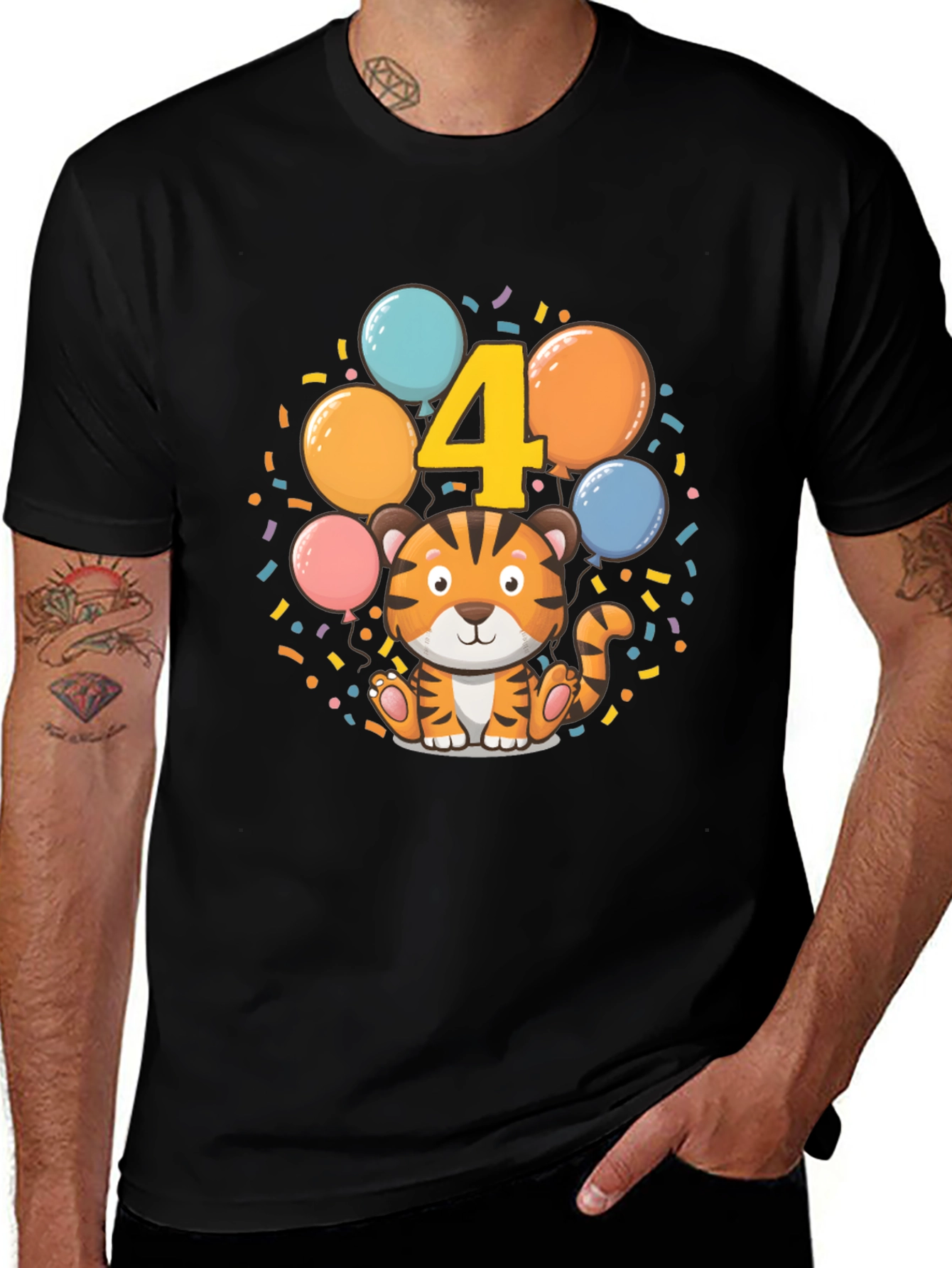 Kids 4th Birthday Tiger T-Shirt