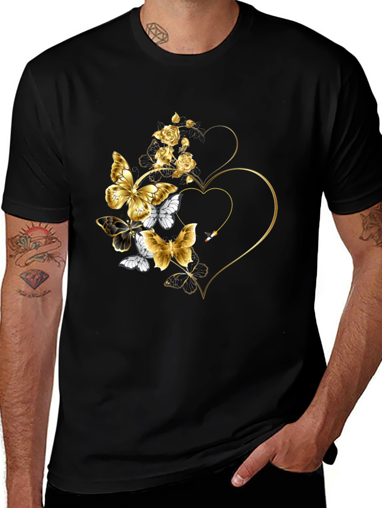 Variant 26 of Butterfly Heart Graphic Tee - Stylish Black T-Shirt