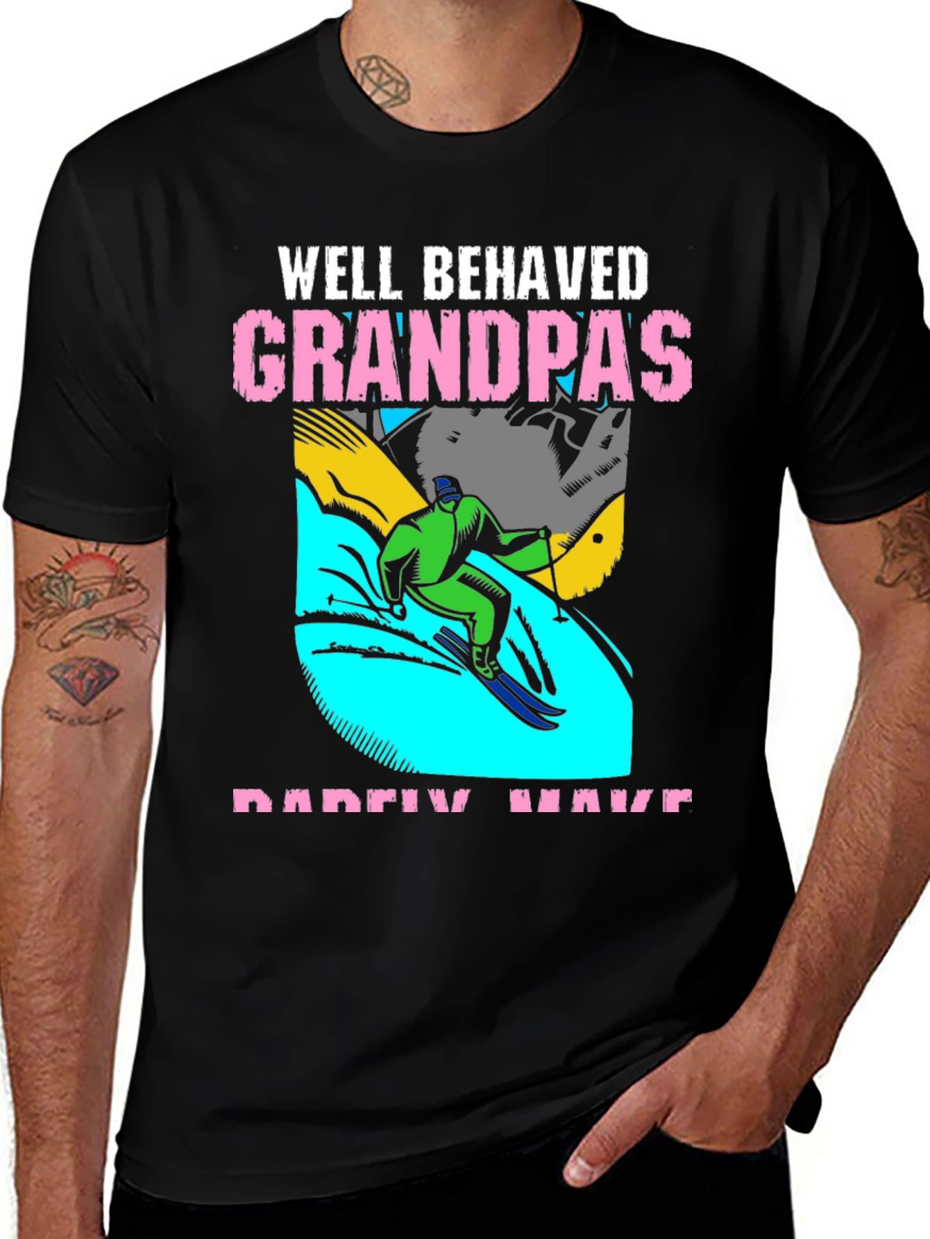 Variant 9 of Well Behaved Grandpas Skiing T-Shirt