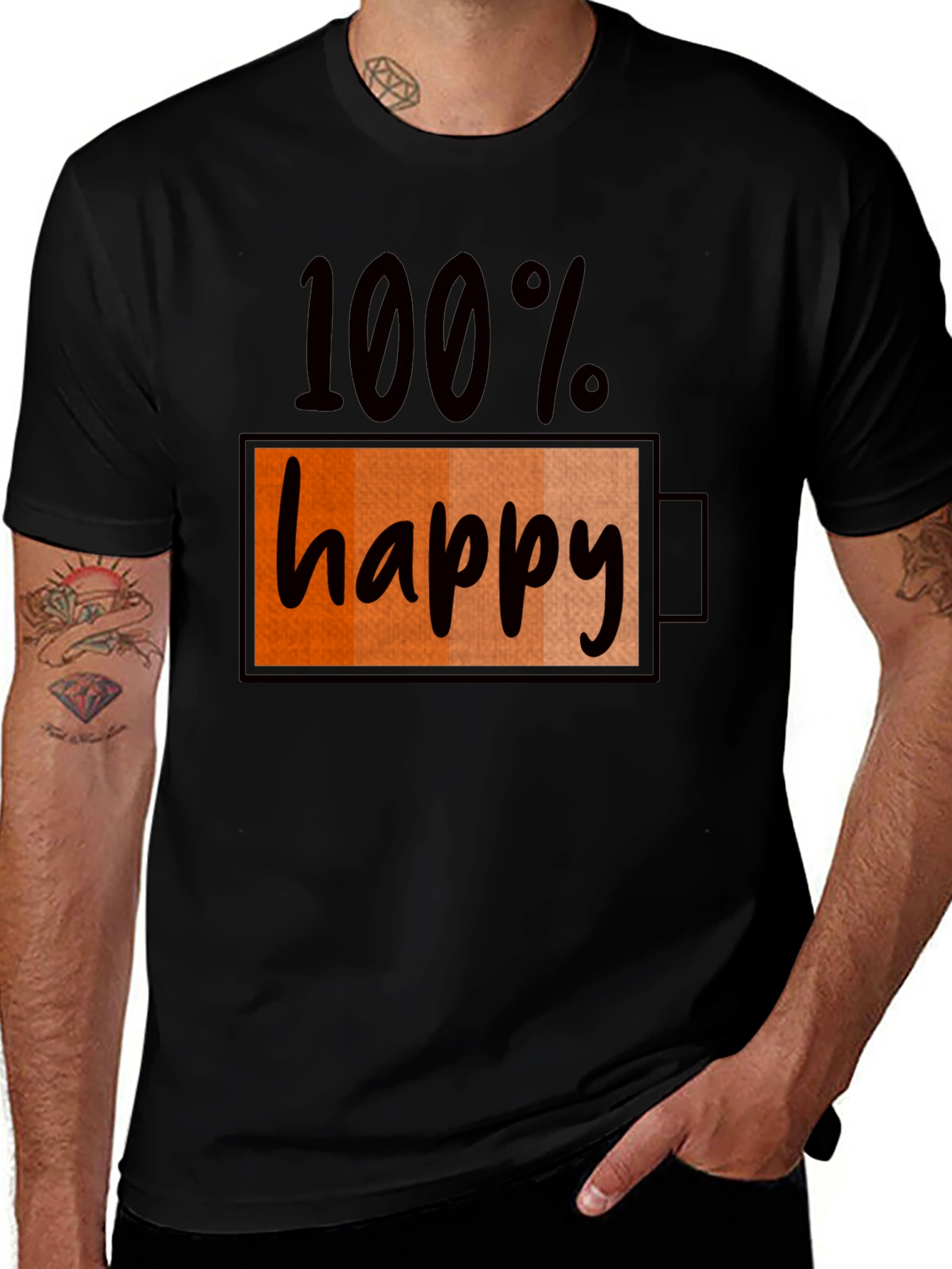 Variant 20 of 100% Happy Battery Graphic T-Shirt
