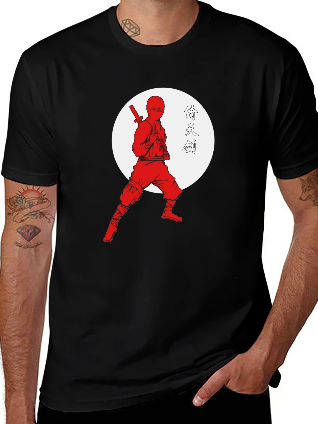 Variant 22 of Ninja Warrior Graphic Tee - Black Cotton T-Shirt
