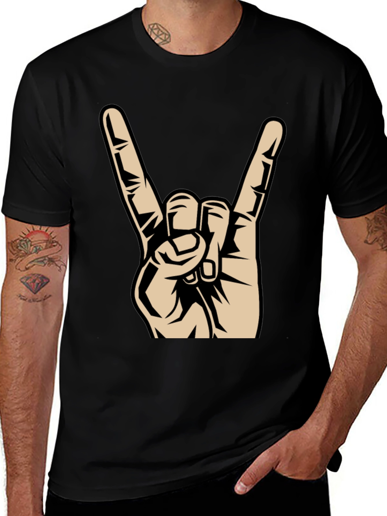 Variant 20 of Rock On Graphic Tee - Black Cotton T-Shirt