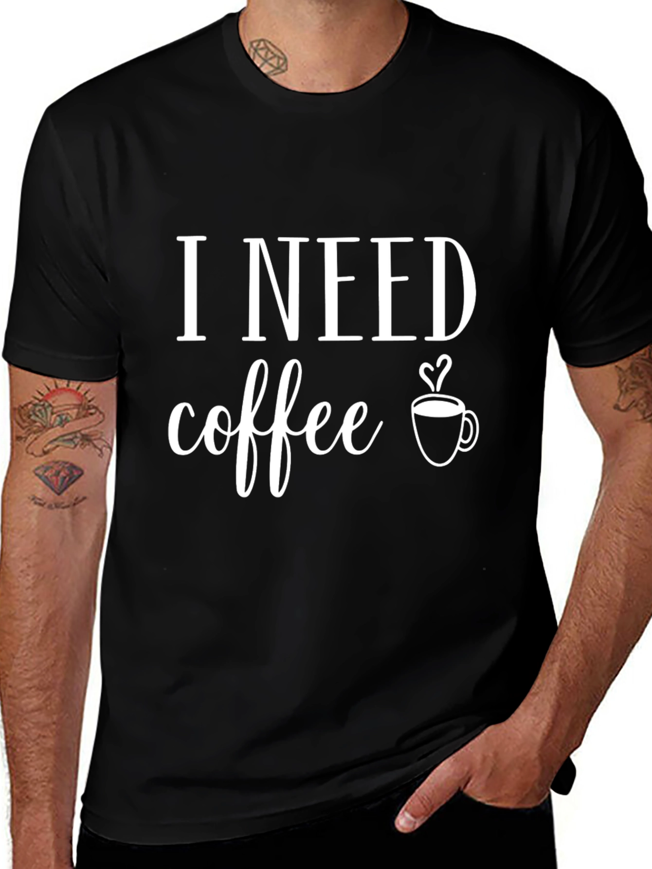 Variant 7 of I Need Coffee Graphic Tee - Unisex Black T-Shirt