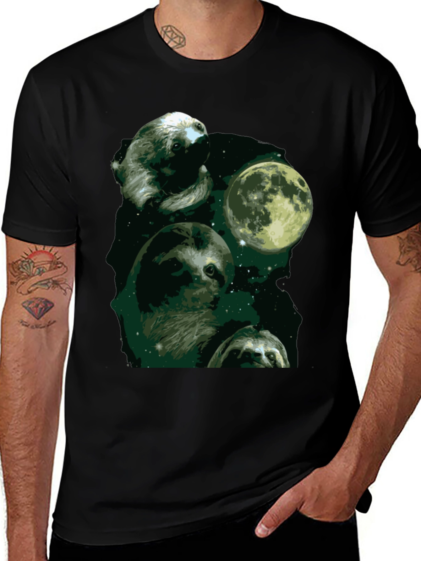 Variant 4 of Sloth Moon Black T-Shirt