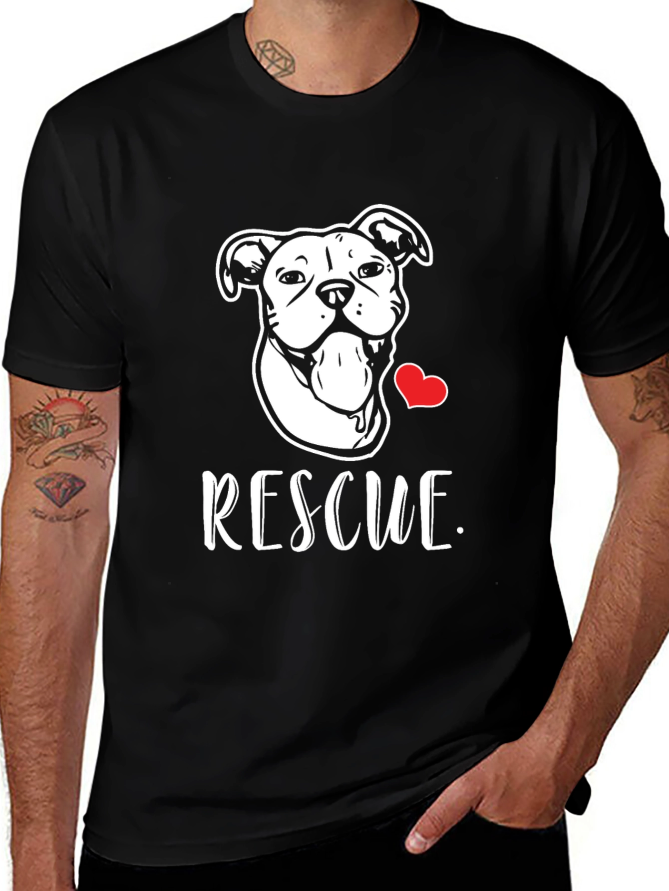 Variant 10 of Rescue Dog T-Shirt - Heart & Pittie Design