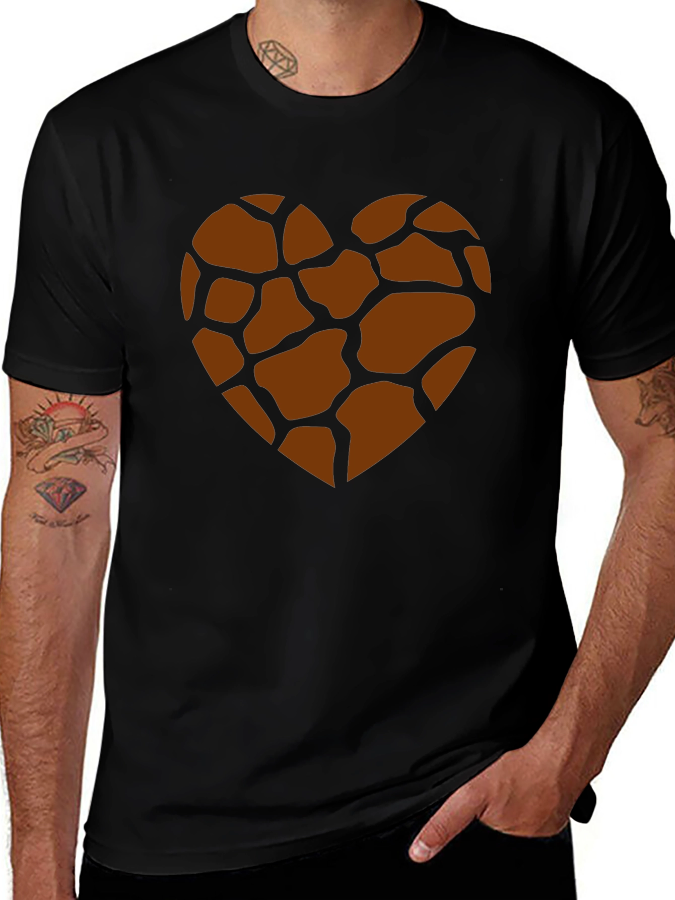Variant 15 of Giraffe Print Heart Graphic Tee - Trendy Casual Shirt