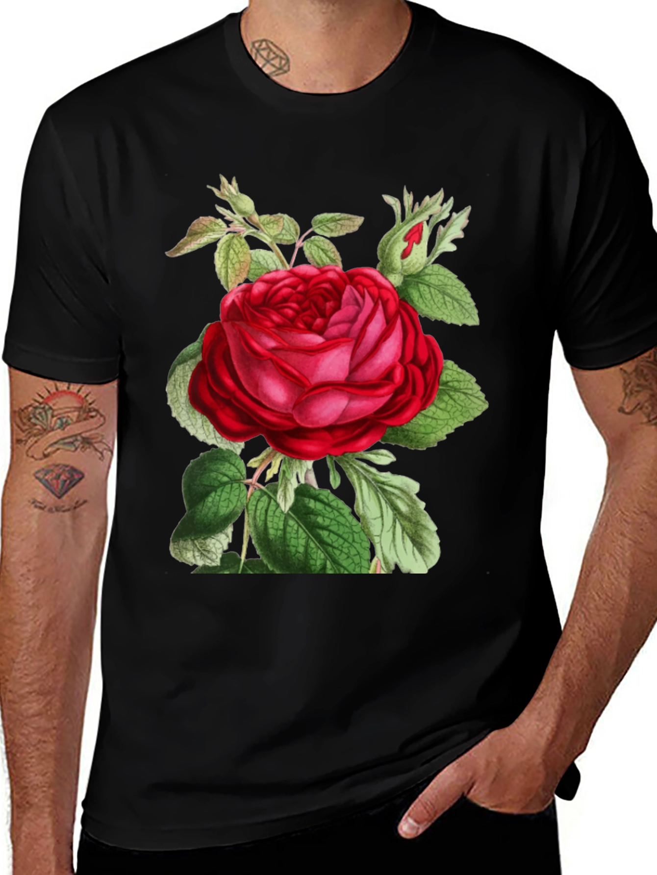 Variant 15 of Red Rose Graphic T-Shirt - Botanical Design